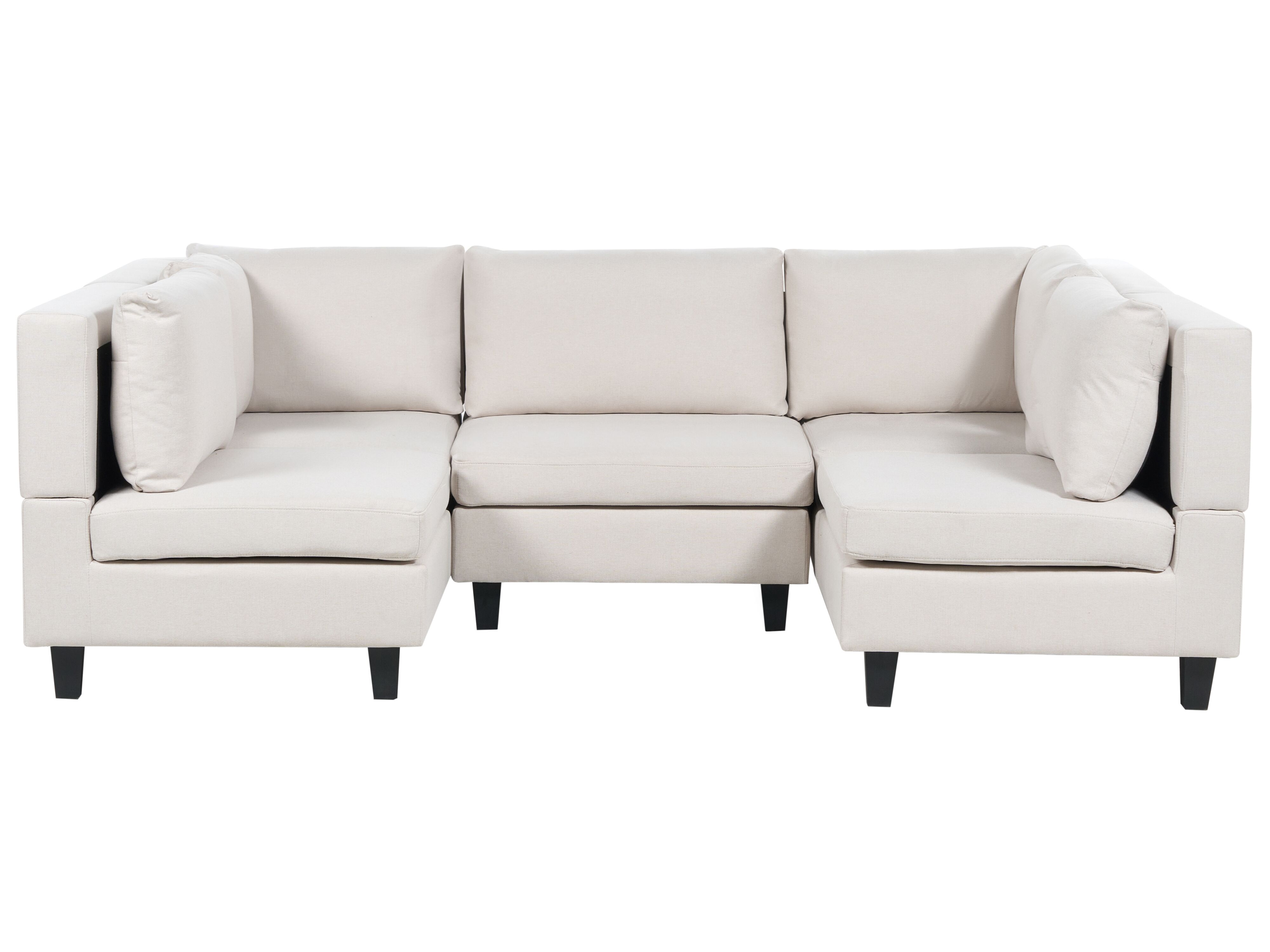 Modular U-Shape Sofa 5 Seater UNSTAD Fabric Light Beige