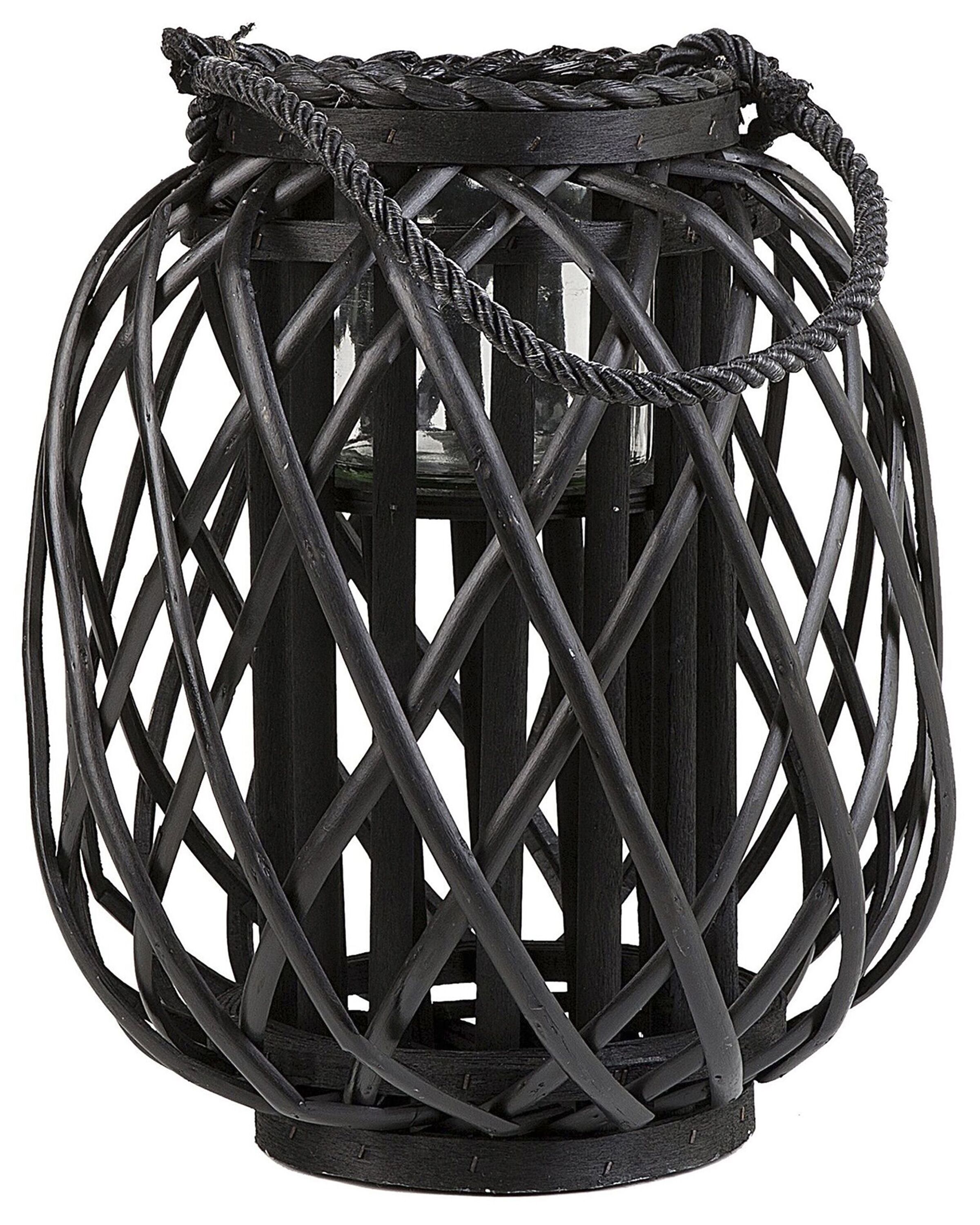 Lantern MAURITIUS Willow Wood 30 cm Black