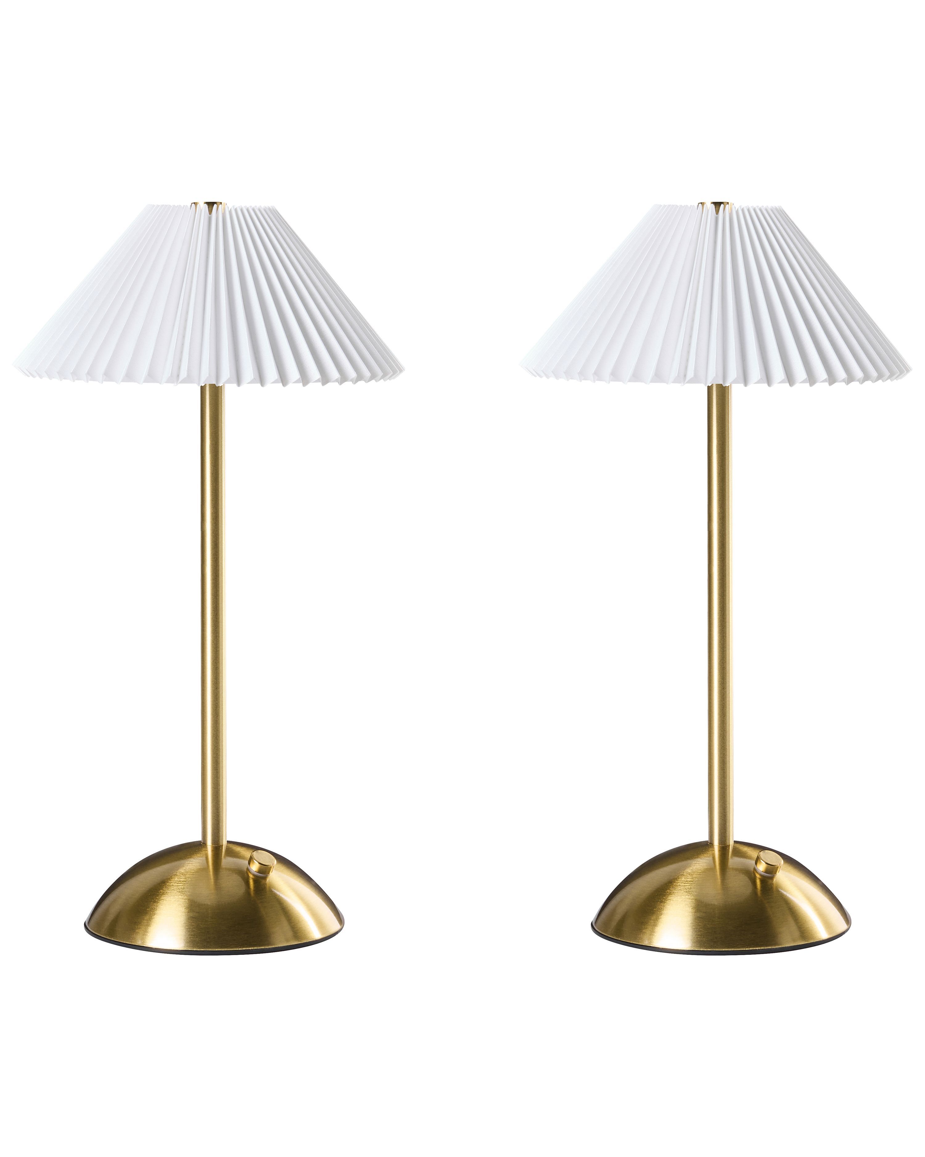 Set of 2 Wireless LED Table Lamp RUBA with Dimmer Metal Gold