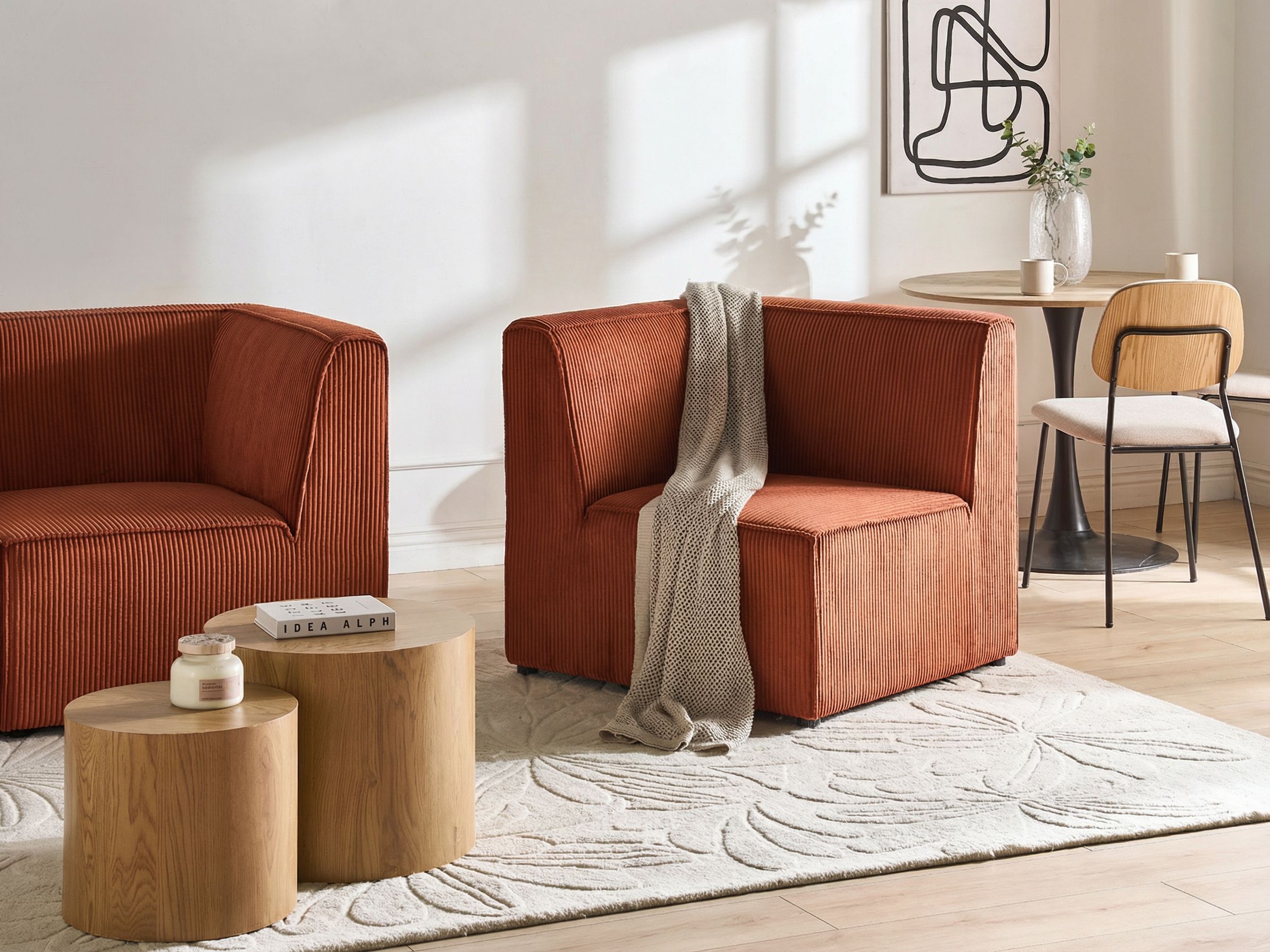 Corner Seat LEMVIG Corduroy Golden Brown Right Hand