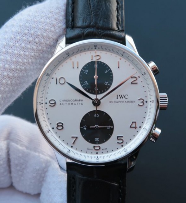 Replica IWC ZF Portuguese Chrono IW371411 Black Leather Strap - Top club