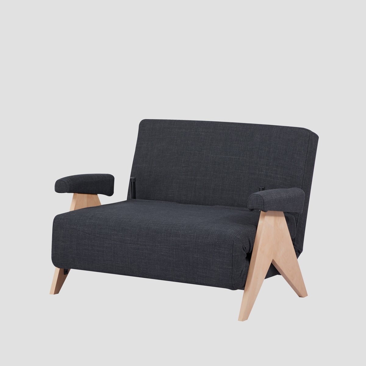 Sofa CALORE 1-osobowa, z funkcją spania ciemnoszara 117x90x82 cm