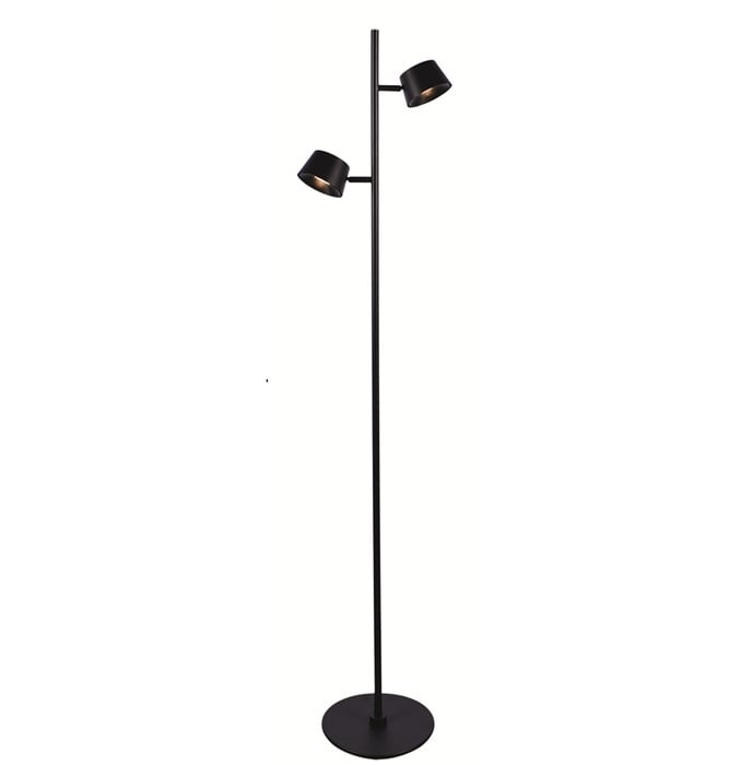 Freelight Freelight Vloerlamp Cugino Zwart 2 Lichts incl. Dimmers
