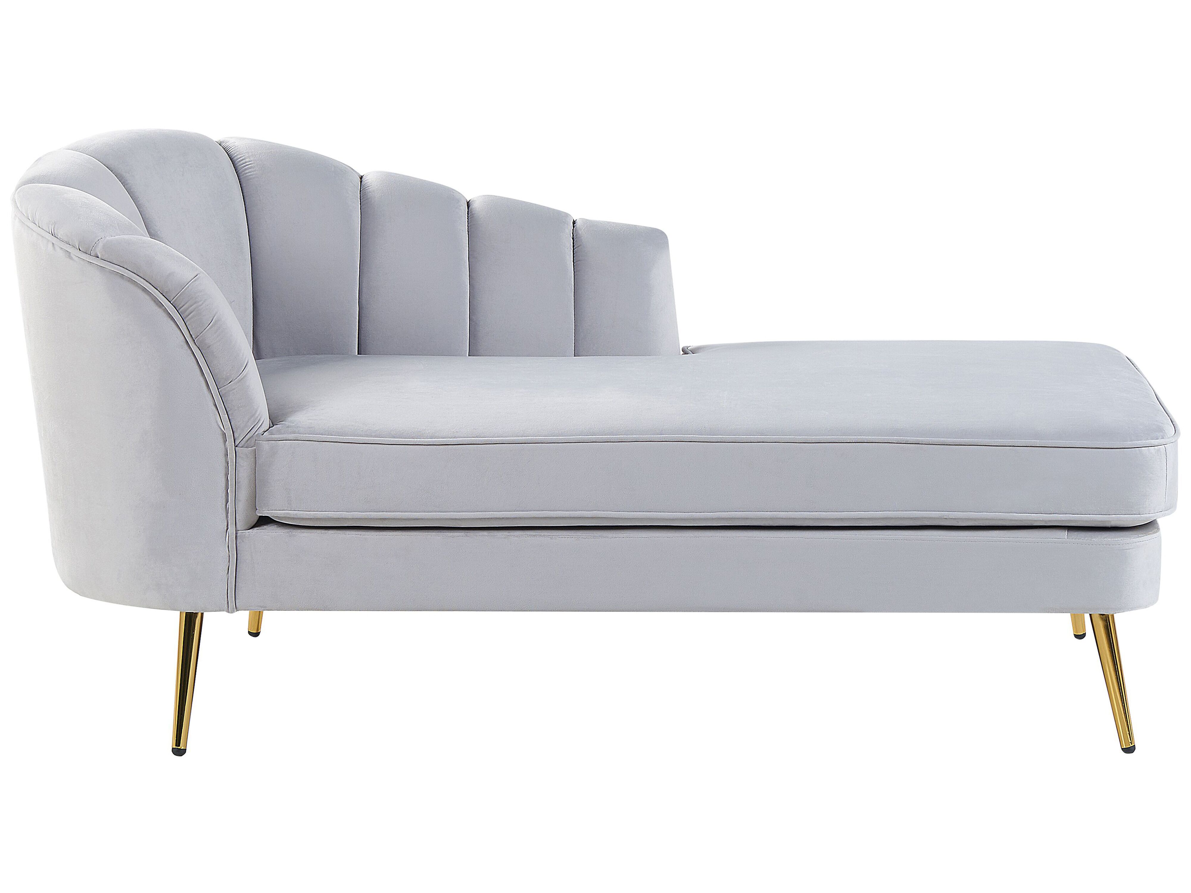 Left-Hand Chaise Lounge ALLIER Velvet Light Grey