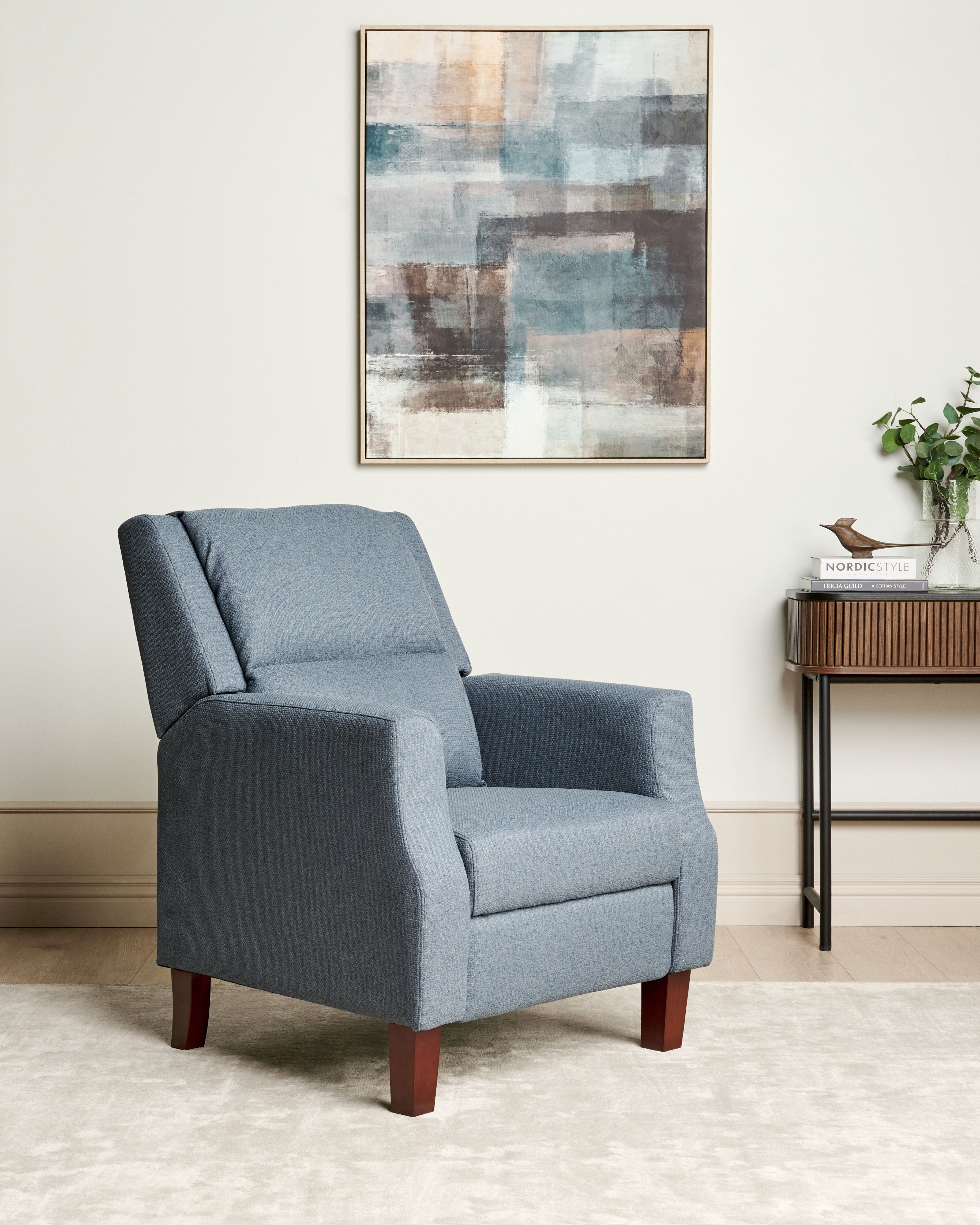 Recliner Chair EGERSUND with Footrest Fabric Dark Blue