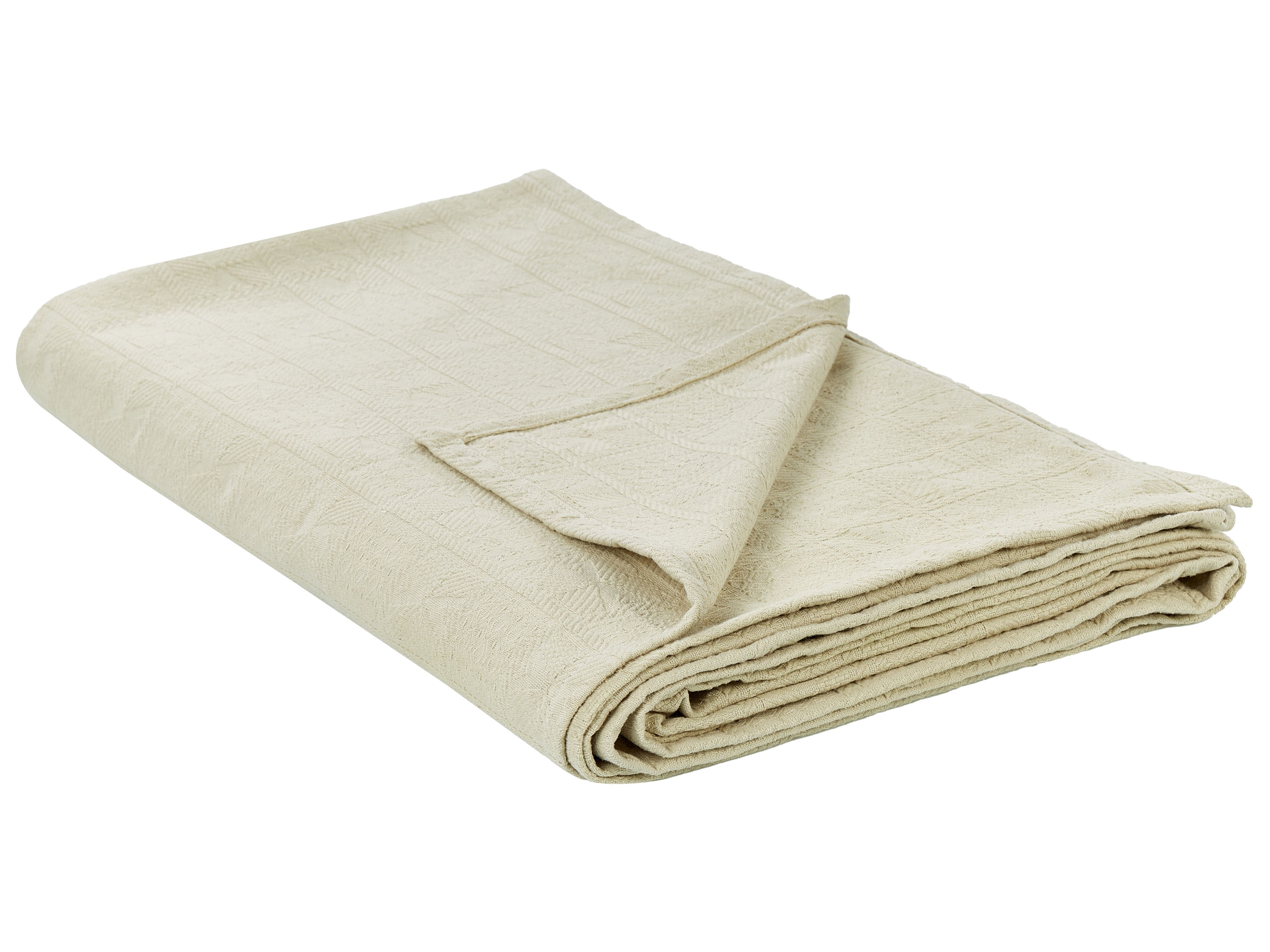 Bedspread MARAKA Cotton 150 x 200 cm Light Beige