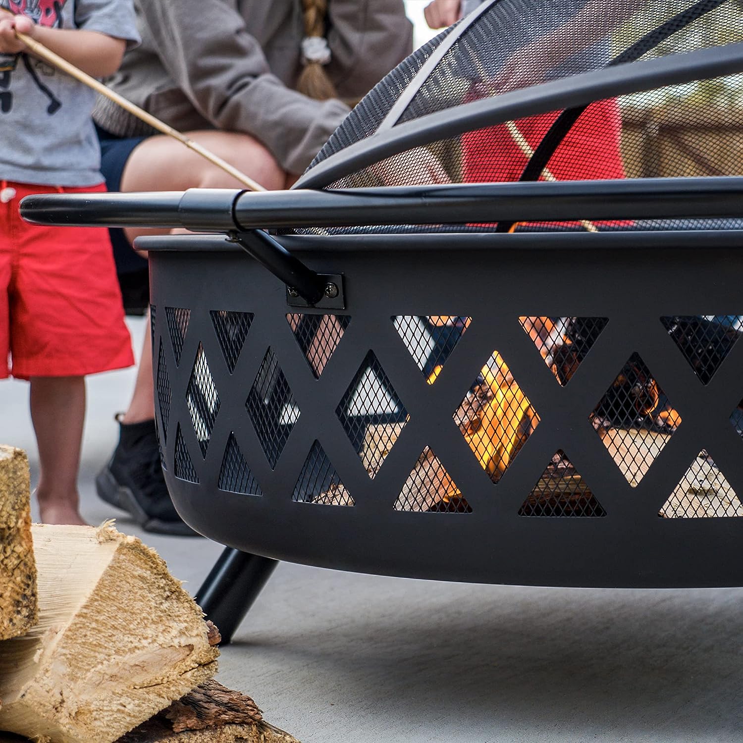 SUNCREAT 42-Inch Wood Burning Patio Fire Pit, Black, 42.1 Inch Diameter x 25.2 Inch High - Image 28 SUNCREAT 42-Inch Wood Burning Patio Fire Pit, Black, 42.1 Inch Diameter x 25.2 Inch High - Image 28
