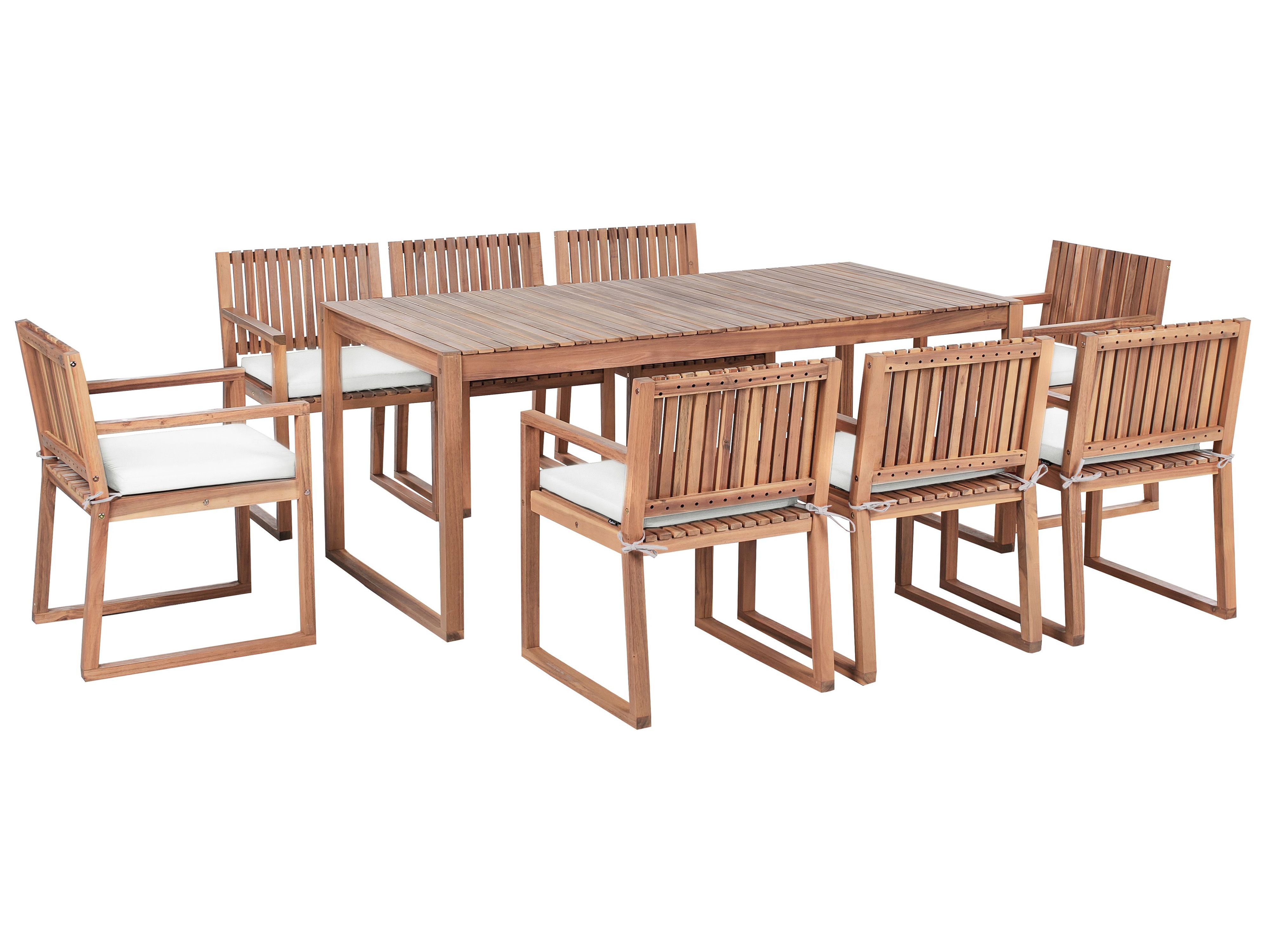 Garden Dining Set 8 Seater SASSARI II PREMIUM Certified Acacia Wood Off-White