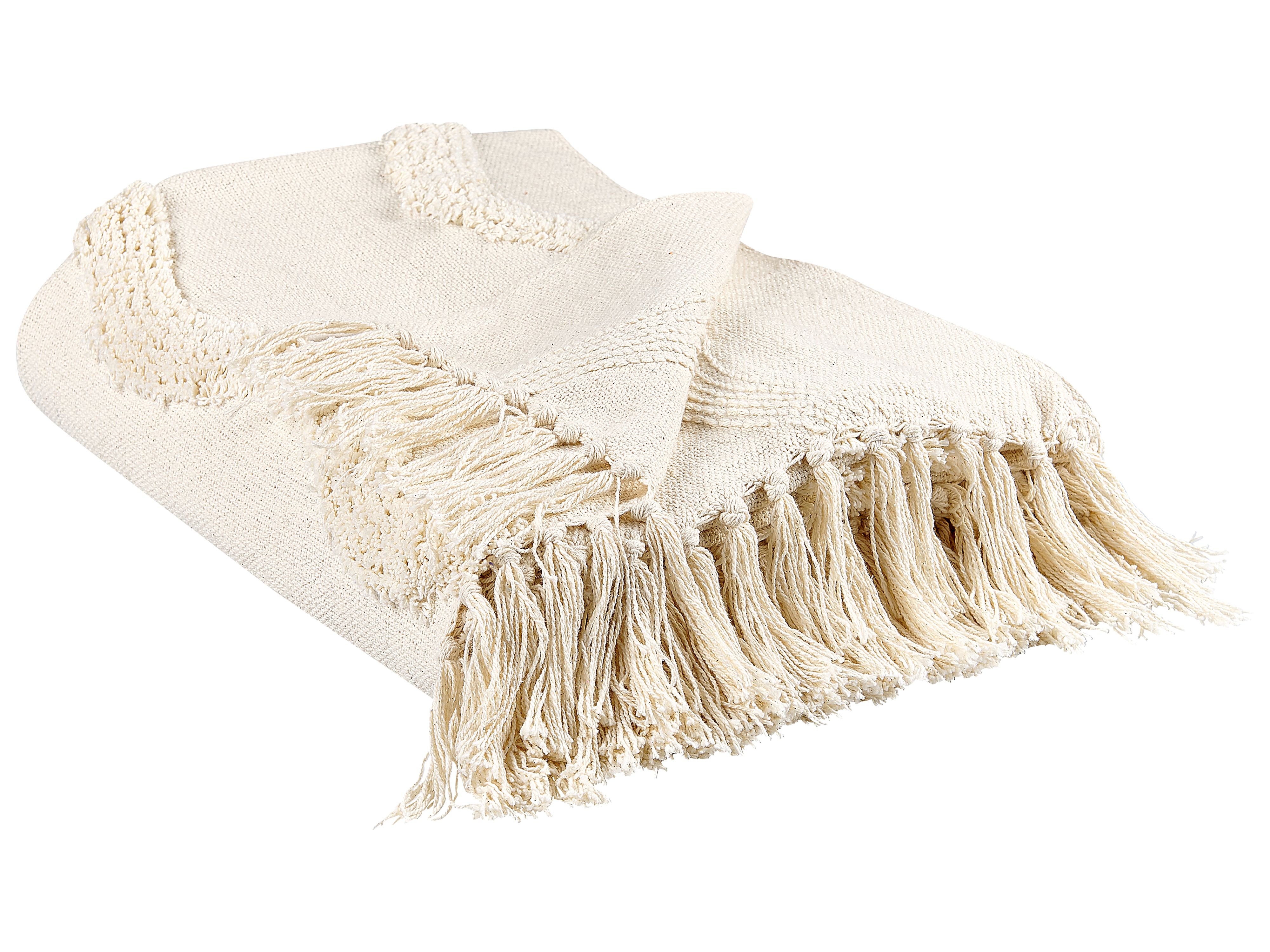 Blanket KHARI Cotton 125 x 150 cm Light Beige