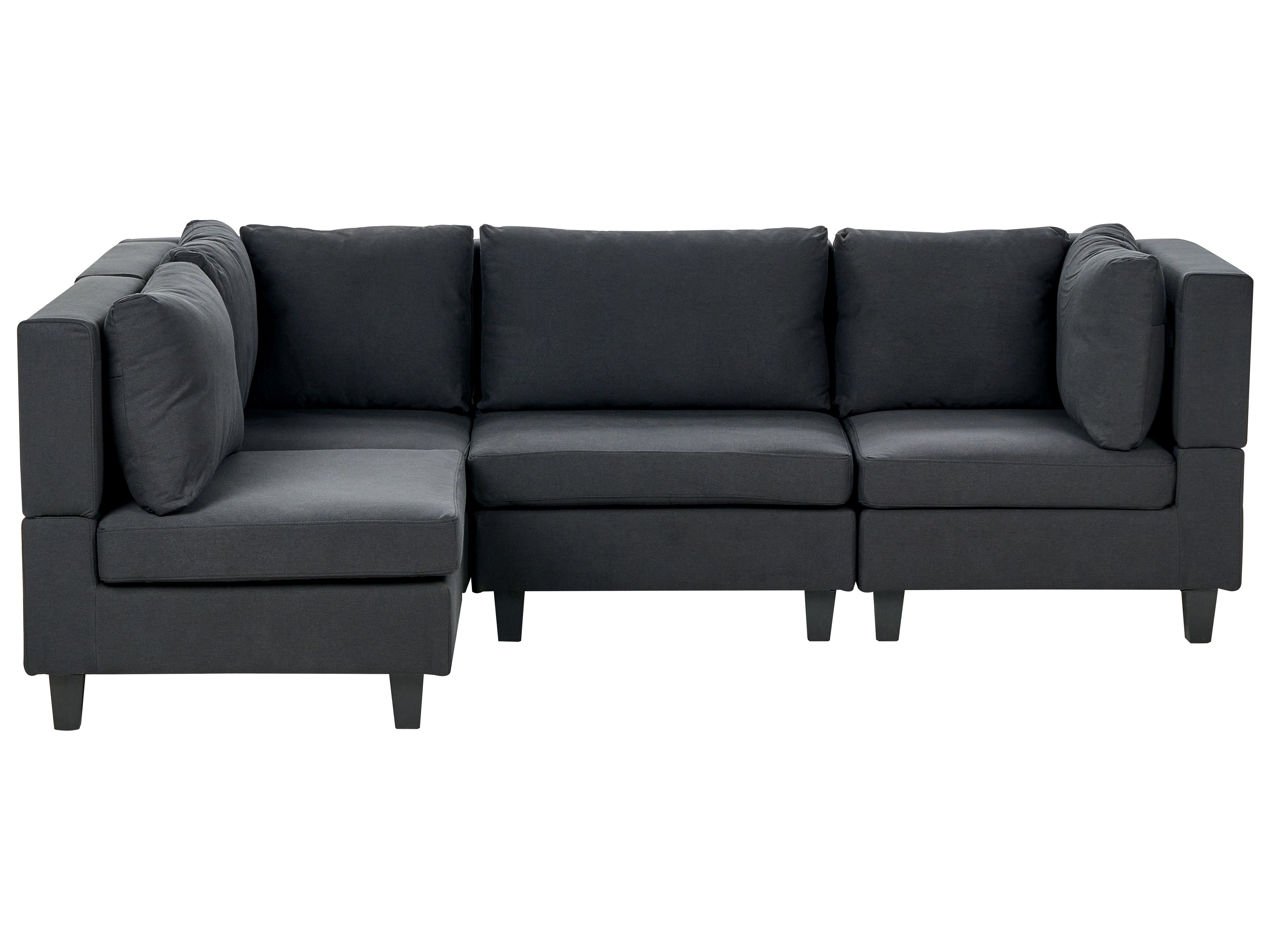 Modular Corner Sofa 4 Seater UNSTAD Fabric Black Right Hand