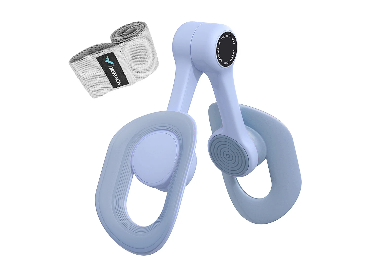 LEG TRAINER MERACH, Rotation à 360°, Design Ergonomique, Silencieux, Ressort Haute Résistance, Avec Bandes de Résistance, Portable, Bleu