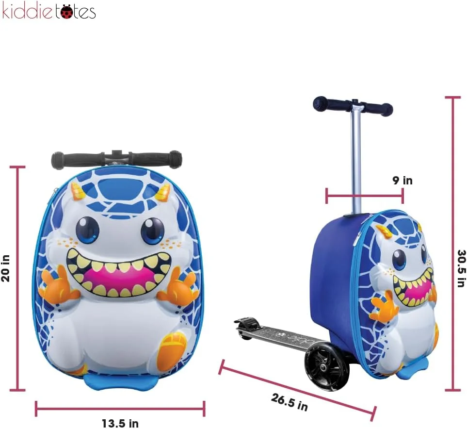 Kiddietotes Kid's Hard Shell Scooter Ride On Suitcase, Pink - Image 54