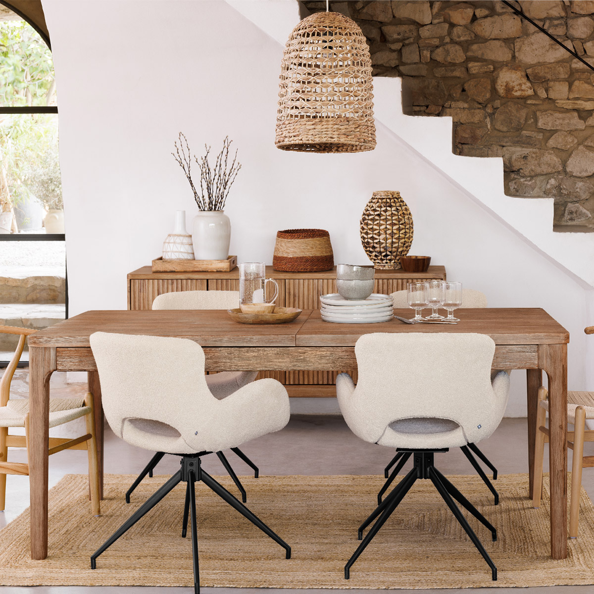 Hanging lamp "Sand" Rattan, d.37 cm