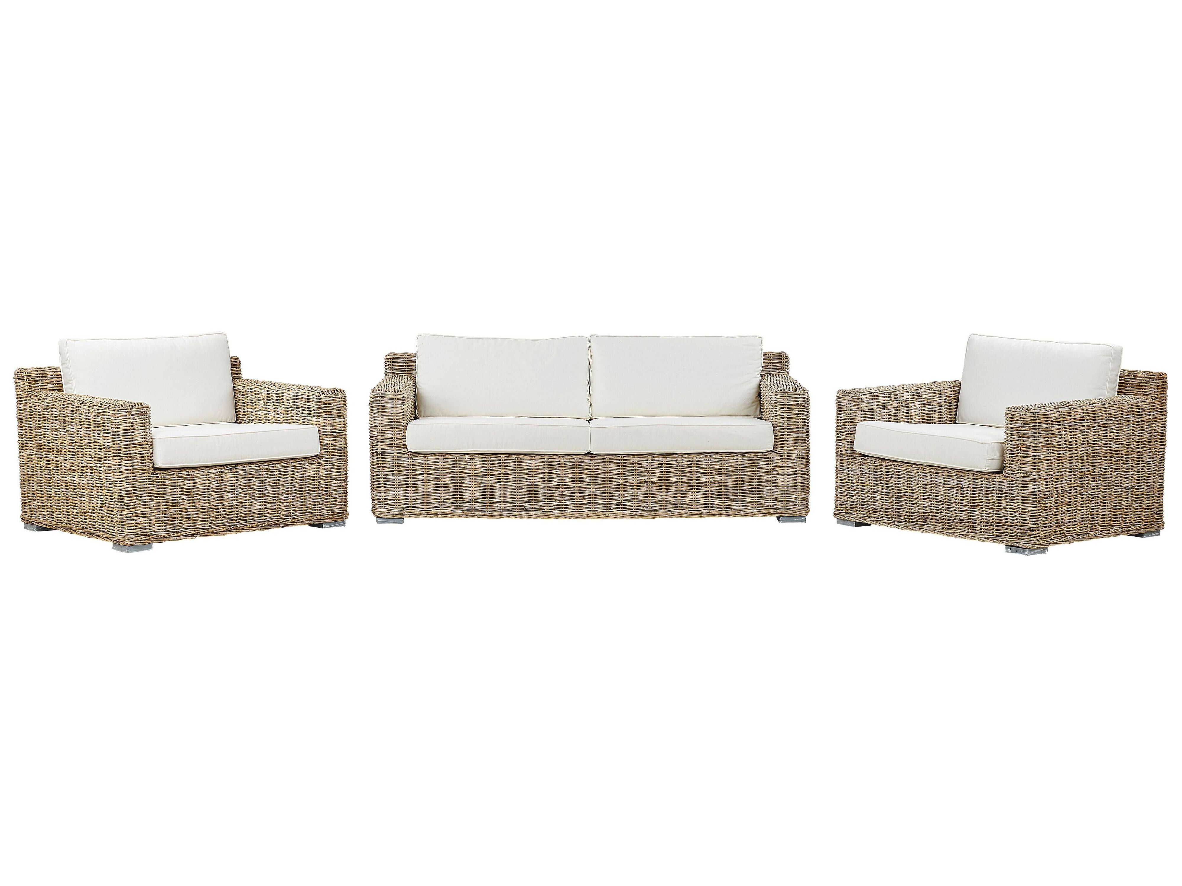 Garden Sofa Set 4 Seater ARDEA Rattan Light Brown
