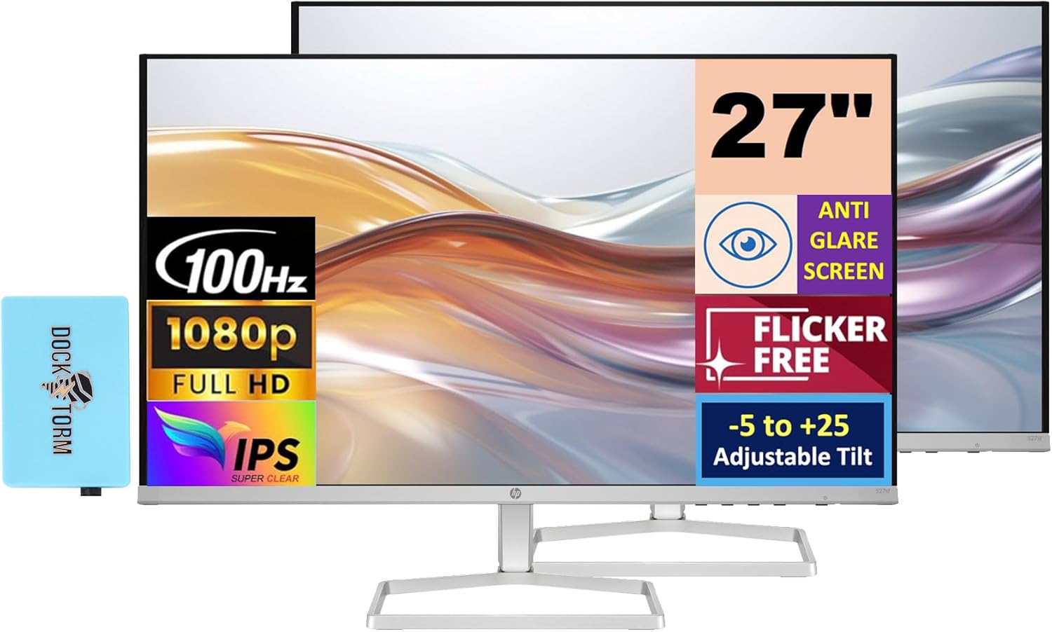 HP Series 5 527sf Monitor (Replaces Model M27h) 94F44AA#ABA w/Docztorm Dock  27