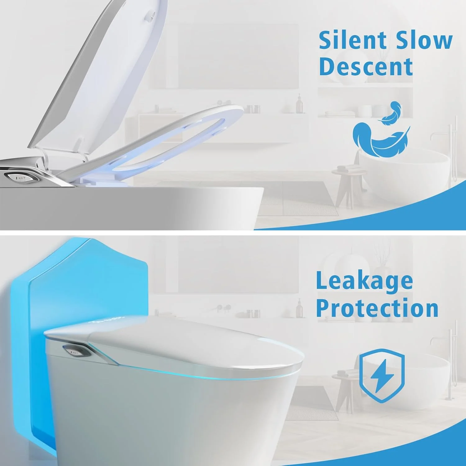LALAHOO Smart Toilet with Bidet Built in, Auto Open & Close, Elongated Heated seat, Foot Sensor Flush, LED Display, Warm Water Wash, Dryer, Night Light, Black - Image 29