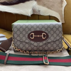 Gucci Horsebit 1955 small bag Beige and ebony GG Supreme canvas – GB109