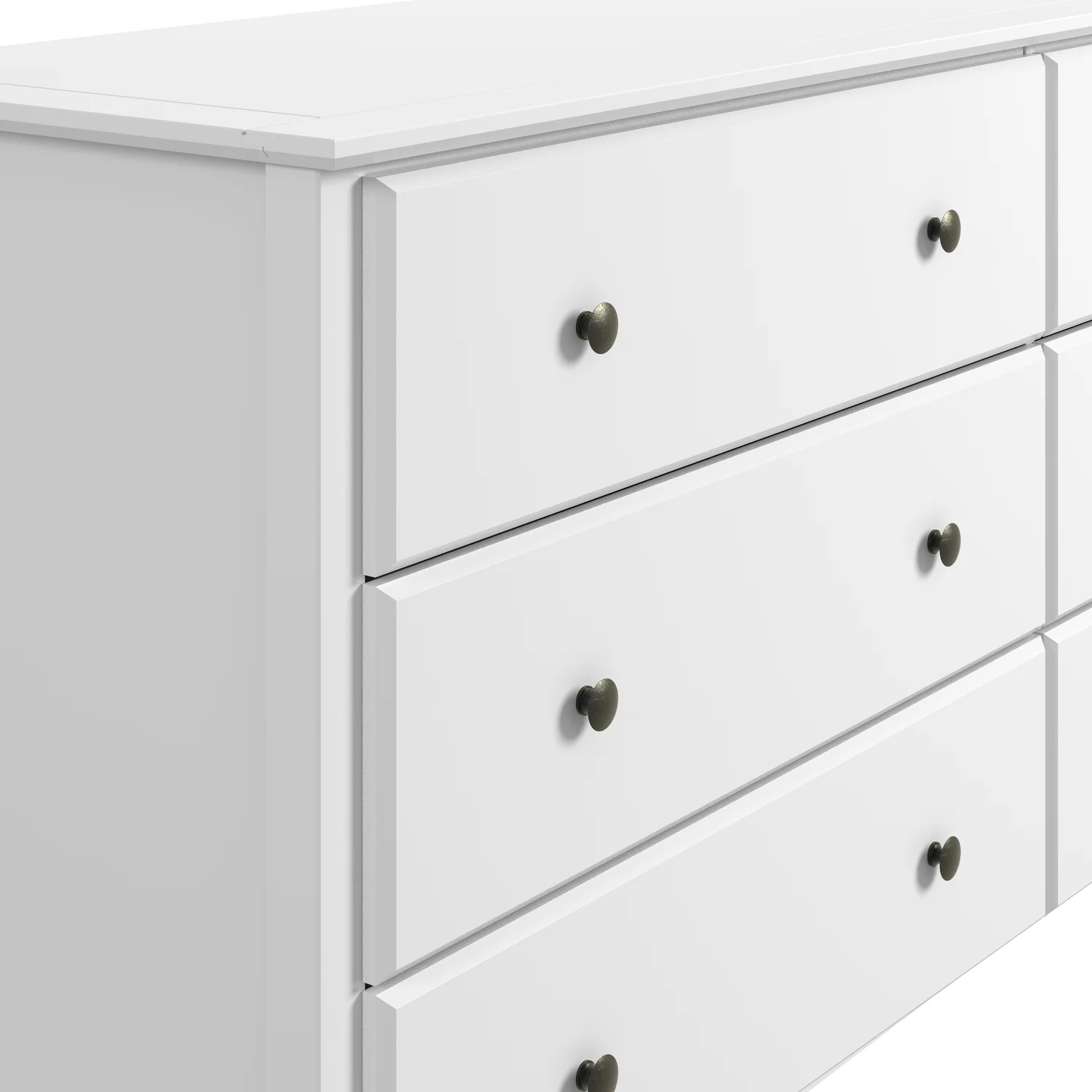 Camaflexi Shaker Style 6 Combo Drawer Dresser Wood Bedroom Furniture, White Finish