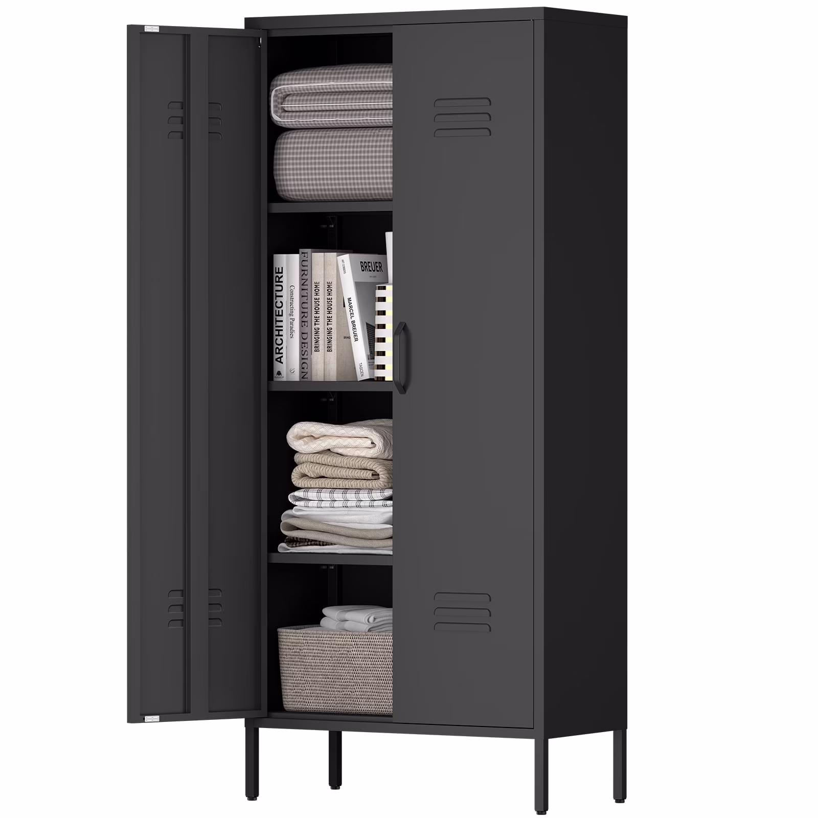 Marcree Green Metal Cabinet,2 Door Accent Cabinet,Metal Locker Cabinet with Legs,Sideboard Cabinet with Adjustable Shelves,Locker Storage Cabinet for Living Room,Entryway - Image 5