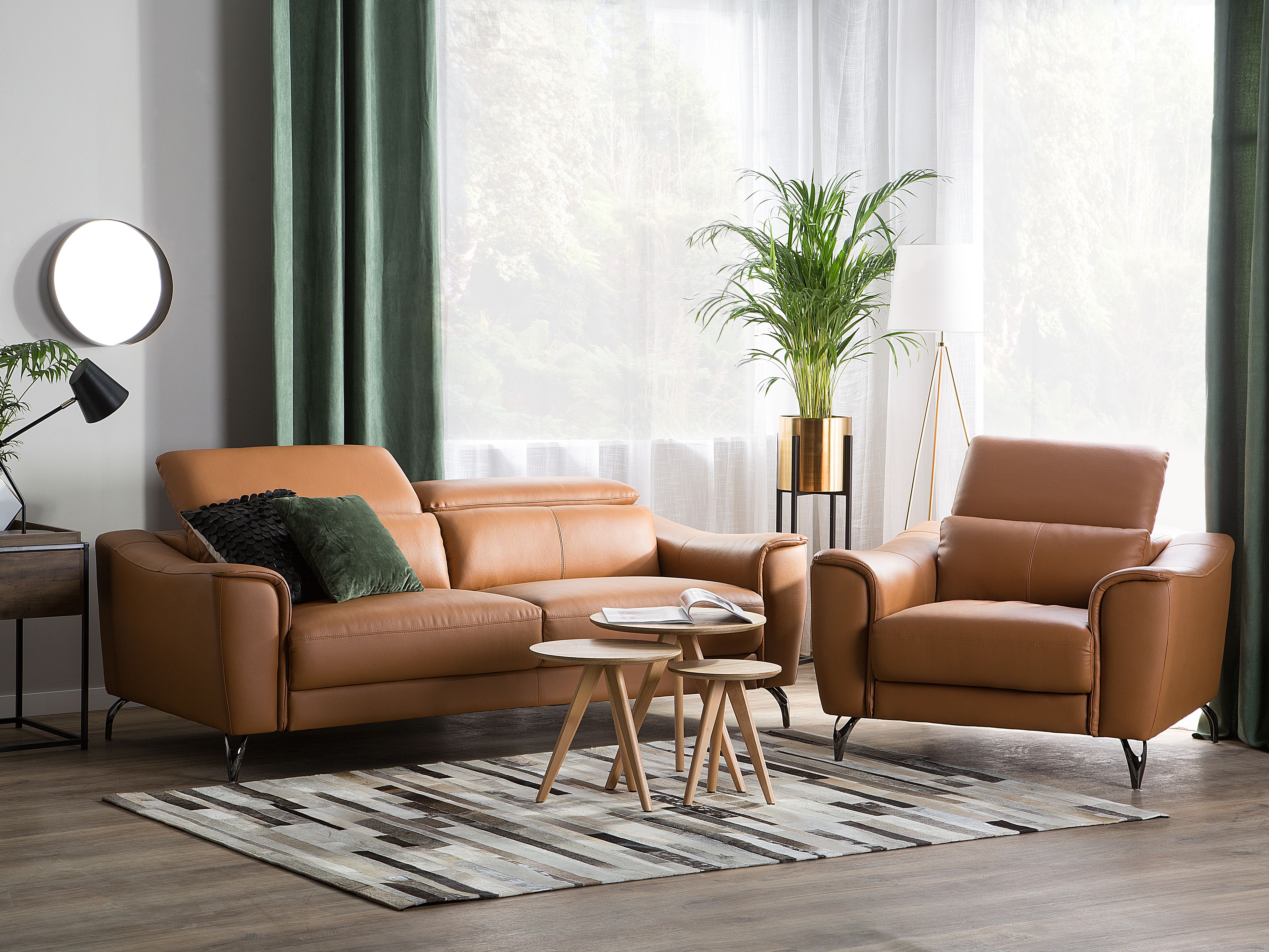 Living Room Set 4 Seater NARWIK Leather Brown