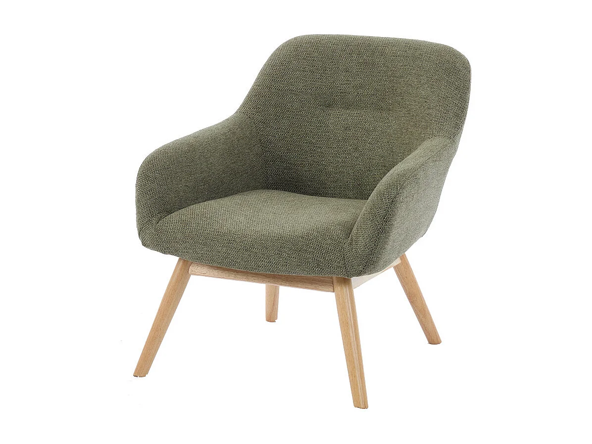 MALMO-Fauteuil en bois naturel et tissu Trendy Sauge