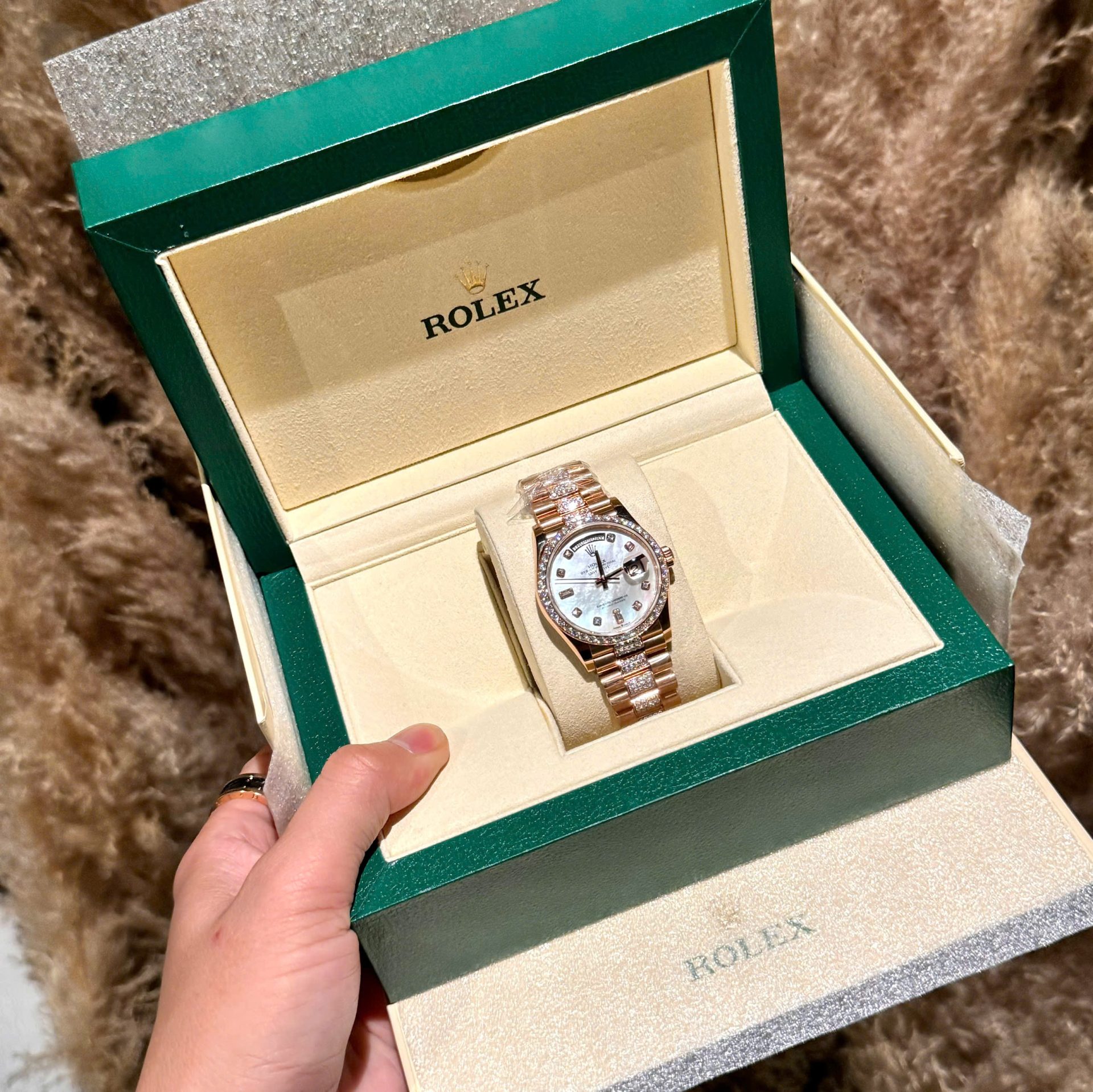 Rolex Best Replica Watch Day-Date Dial Mother Of Pearl Custom Gold Wrapped GMF 40mm - Top club