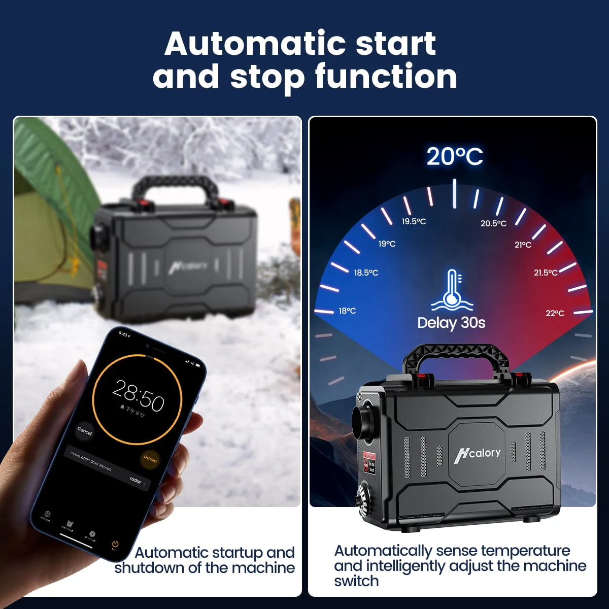 HCALORY Diesel Air Heater, 12V 8KW All-In-One Portable Handheld Toolbox with Bluetooth APP Control and LCD Monitor for Car Trucks Boat Bus RV Trailer Motor-Homes and Camper, Black - Image 6