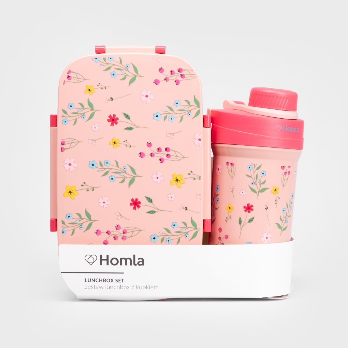 Zestaw lunchbox B2 LUSY różowy z kubkiem 1,8l + 0,5l