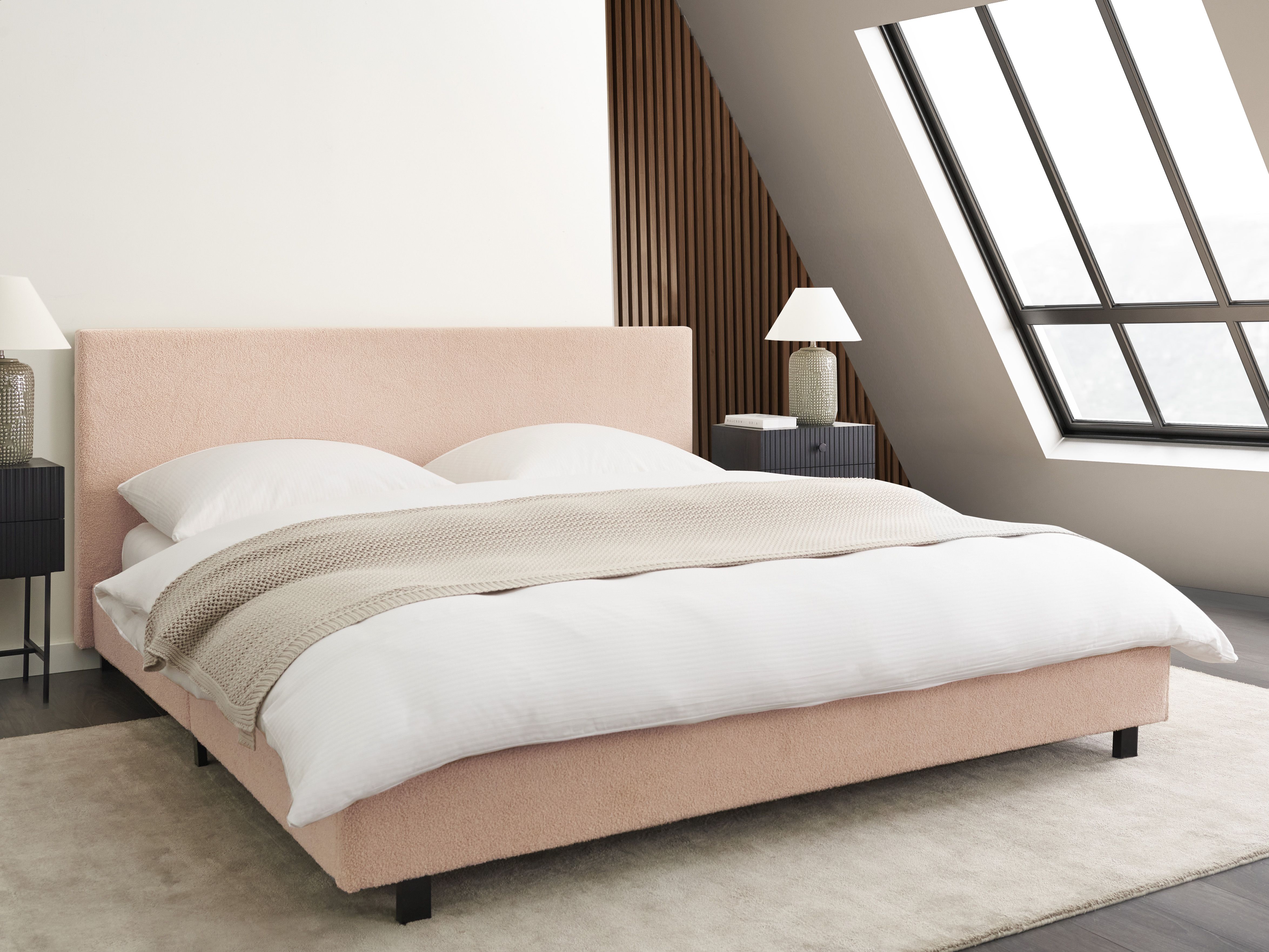 Bed Boucle ALBI 180 x 200 cm (EU Super King) Beige