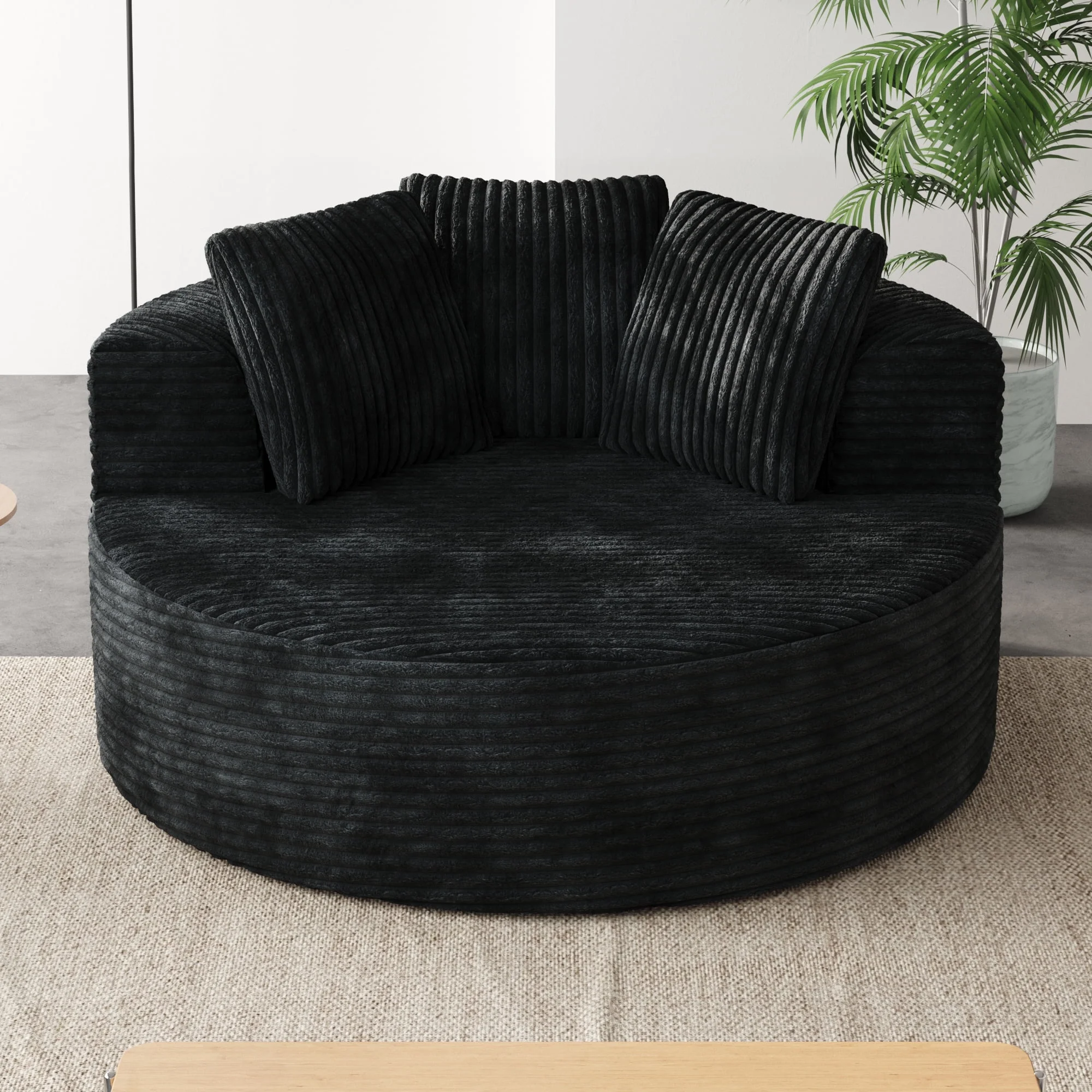 Sodrens Oversized Chaise Lounge Chair Indoor,Upholstered Sofa Bed with Throw Pillows and Armrests,Sleeper Chair for Living Room,Bedroom,Brown,Corduroy - Image 58
