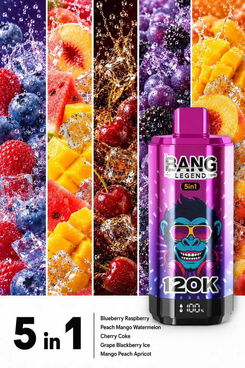 Borówka-Malina Brzoskwinia-Mango-Arbuz Wiśniowa Cola Winogrono-Jeżyna Ice Mango-Brzoskwinia-Morela
