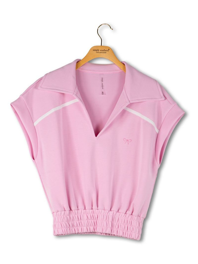 0126-TOP-PIPD-BLUSH - Simply Southern Outlet