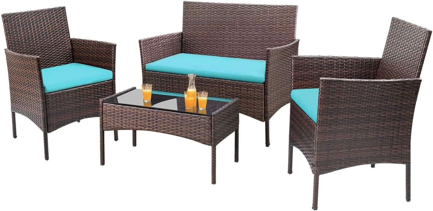 4-Piece Patio Rattan Wicker Furniture Set - T-LCRF834M18 - Image 2 4-Piece Patio Rattan Wicker Furniture Set - T-LCRF834M18 - Image 2