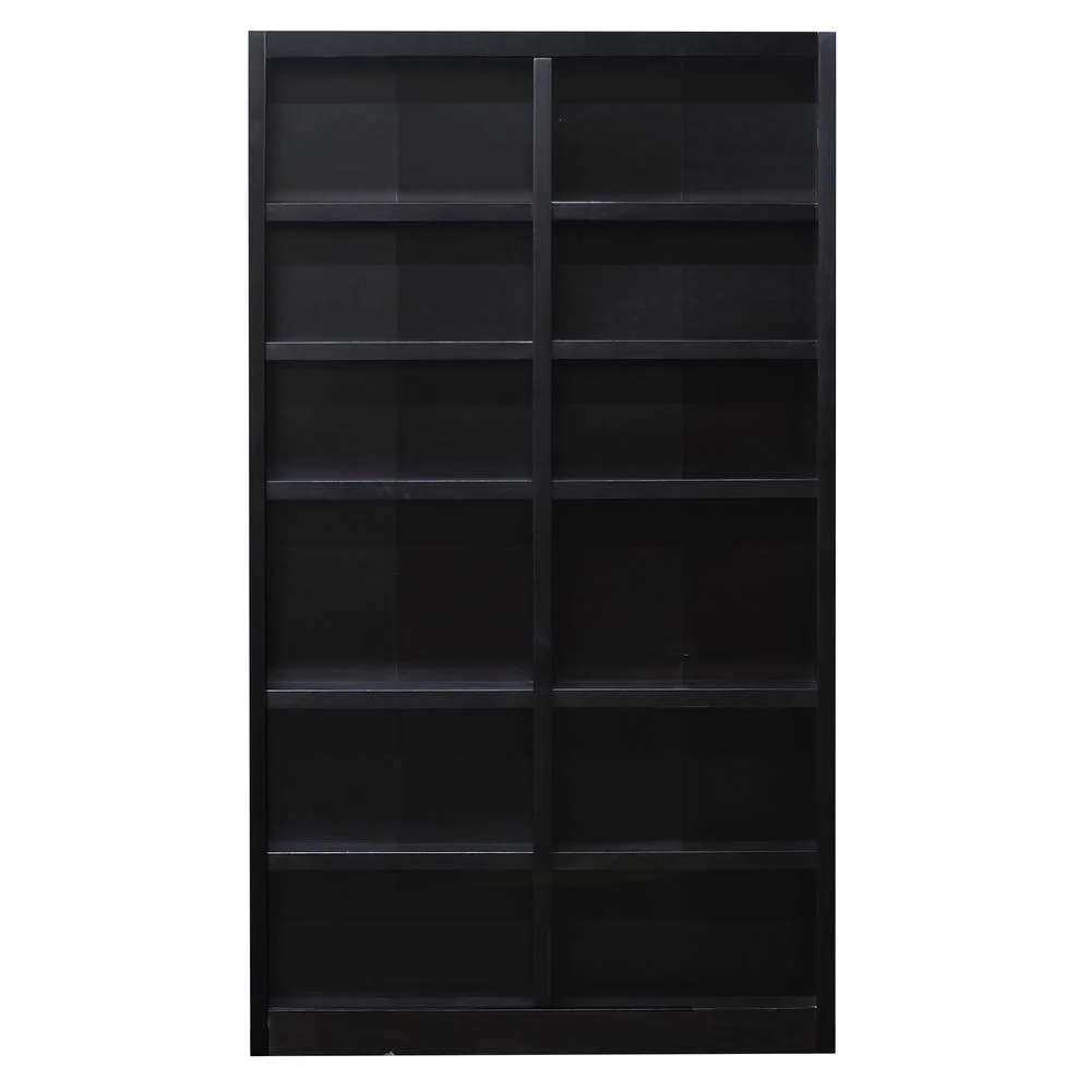 Concepts in Wood 12 Shelf Double Wide Wood Bookcase, 84 inch Tall - Oak Finish - Image 11
