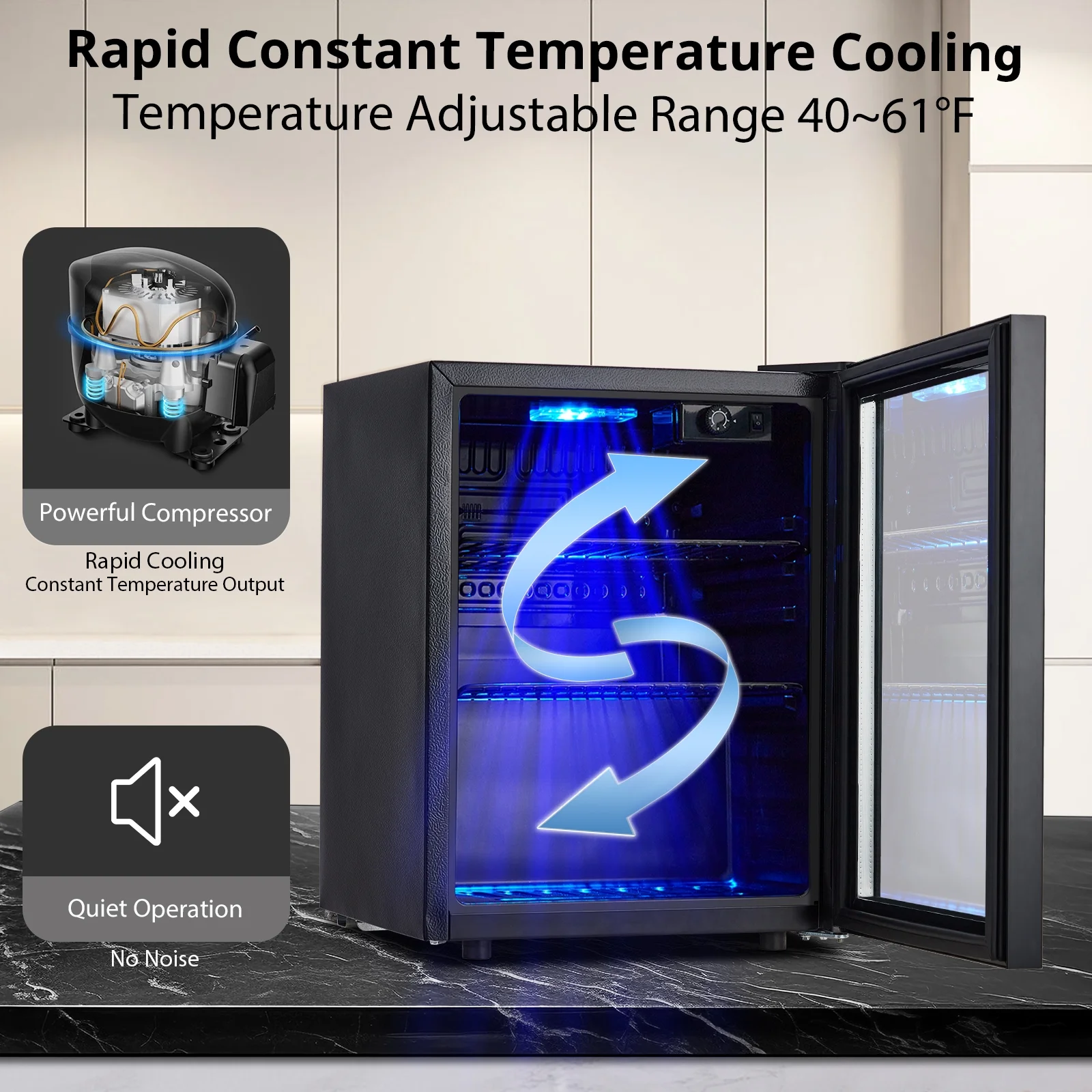 Wine Cooler,Beverage Refrigerator Cooler,Freestanding Wine Cooler Refrigerator with Triple Pane Clear Glass Door,Mini Fridge Countertop Drink Cooler for Home Office,Temperature Adjustment Range 40~61?��