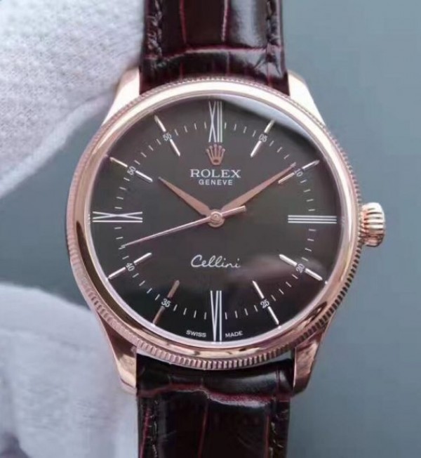 Replica Rolex MK Cellini Time 50505 RG Rome Leather Strap A3165 - Elite Watch Atelier