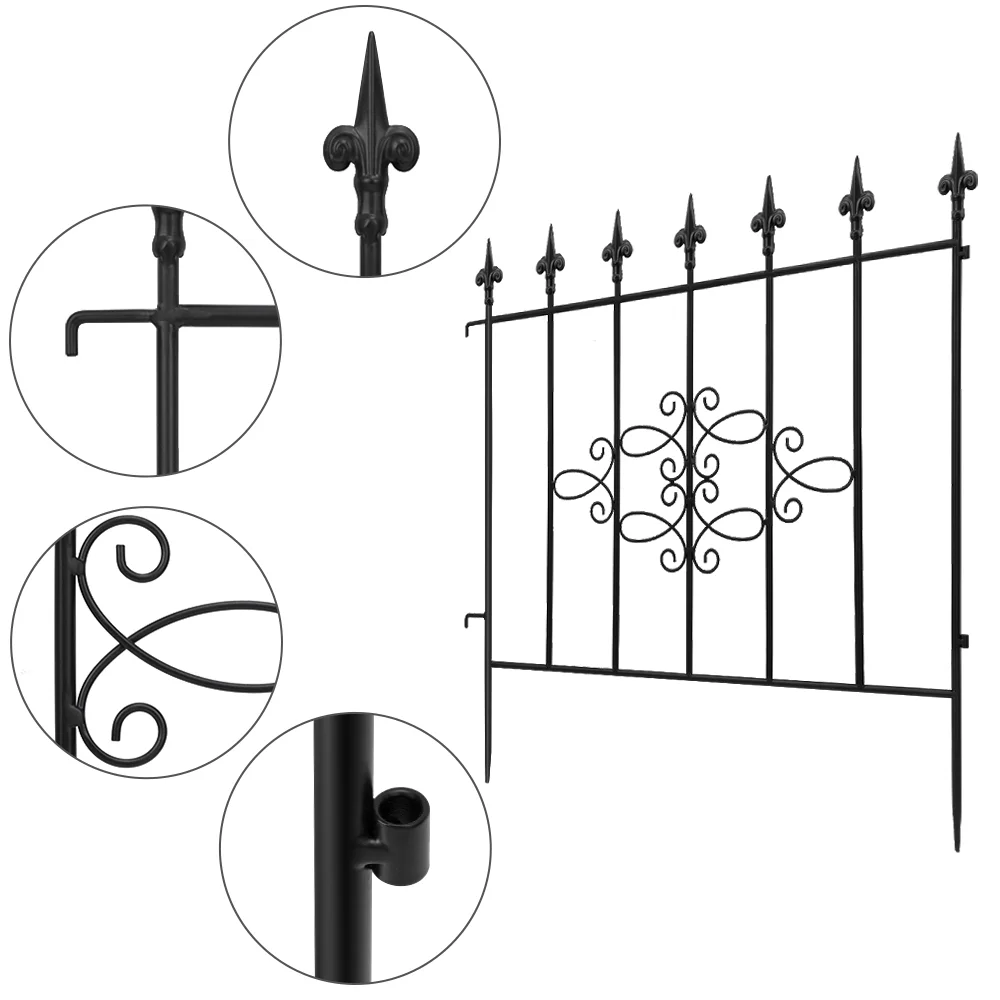 Amagabeli GARDEN & HOME Decorative Garden Fence GFP008 27inx10ft Outdoor Coated Rustproof Metal Garden Fencing Panel Animal Barrier Iron Folding Edge Wire Border Fence Ornamental for Patio Landscape - Image 7