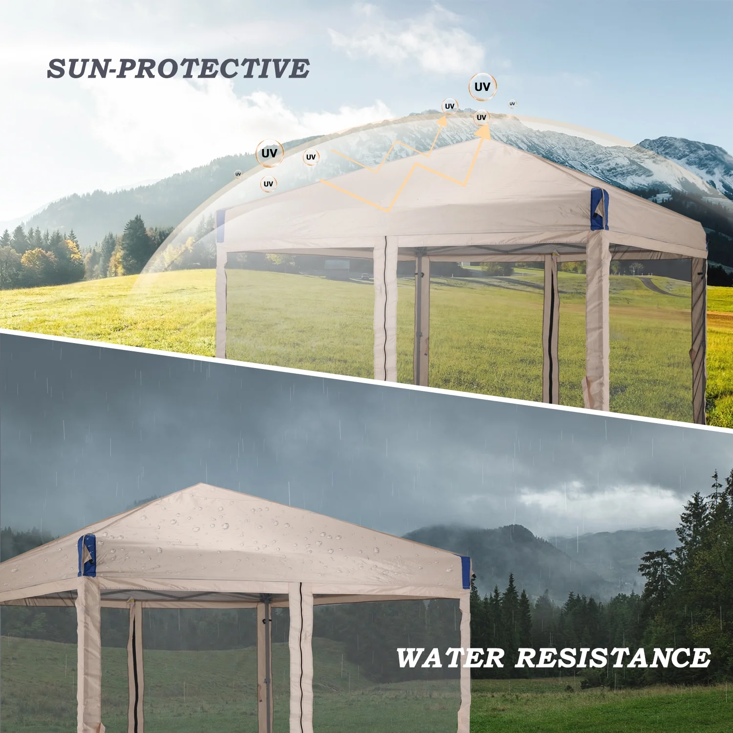 Aoodor 12'x12' Pop Up Canopy with Removable Mesh Sidewalls, Outdoor Portable Instant Shelter Tent-Black - Image 30