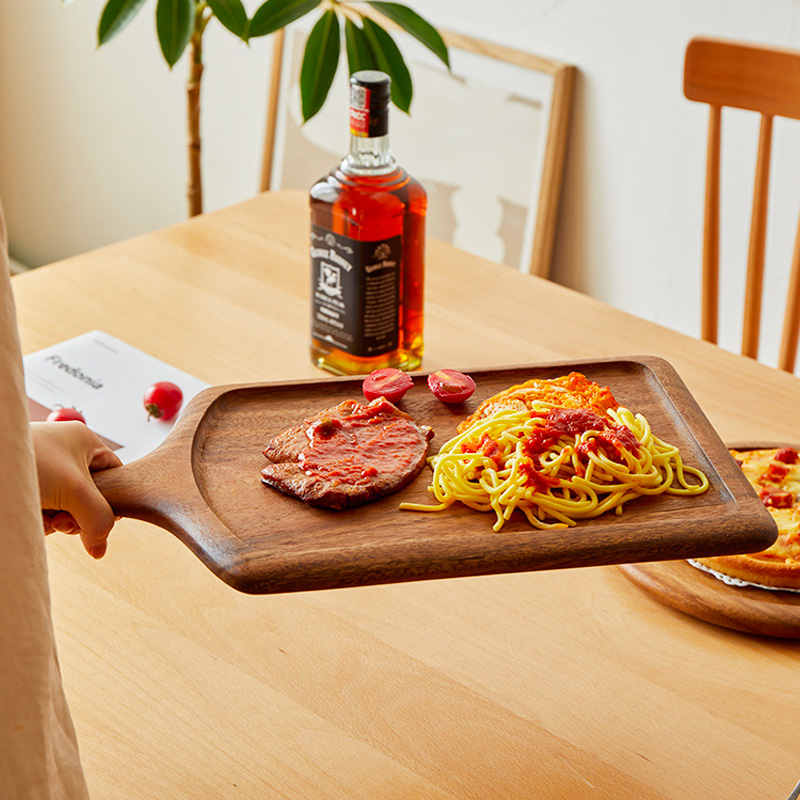 Kitchen Wood Round Pizza Serving Board Food Tray Rectangular Acacia Wooden Steak Plate Chopping Board