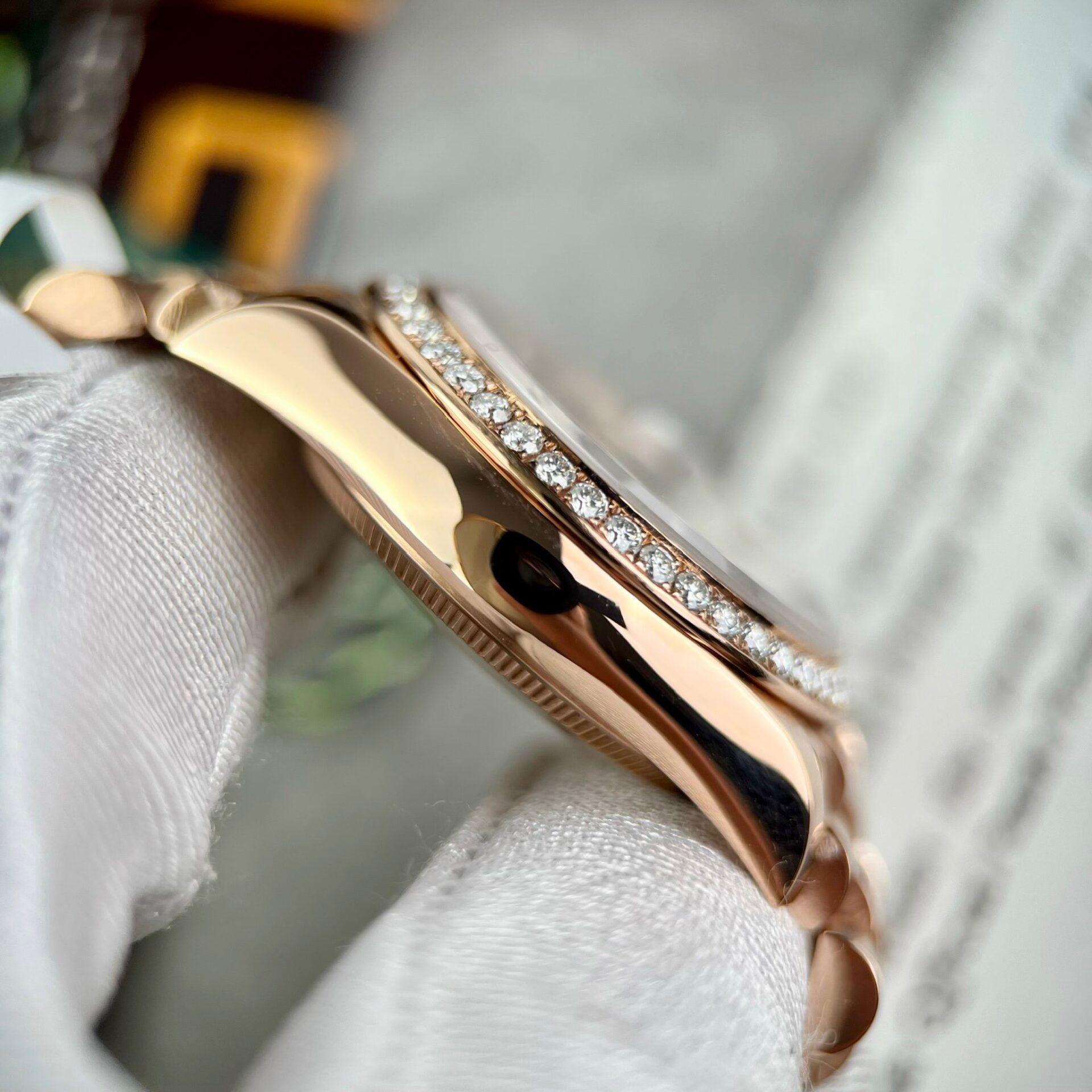 Rolex DateJust Gold Wrapped Moissanite Replica Watch With Chocolate Dial 31mm - Top club