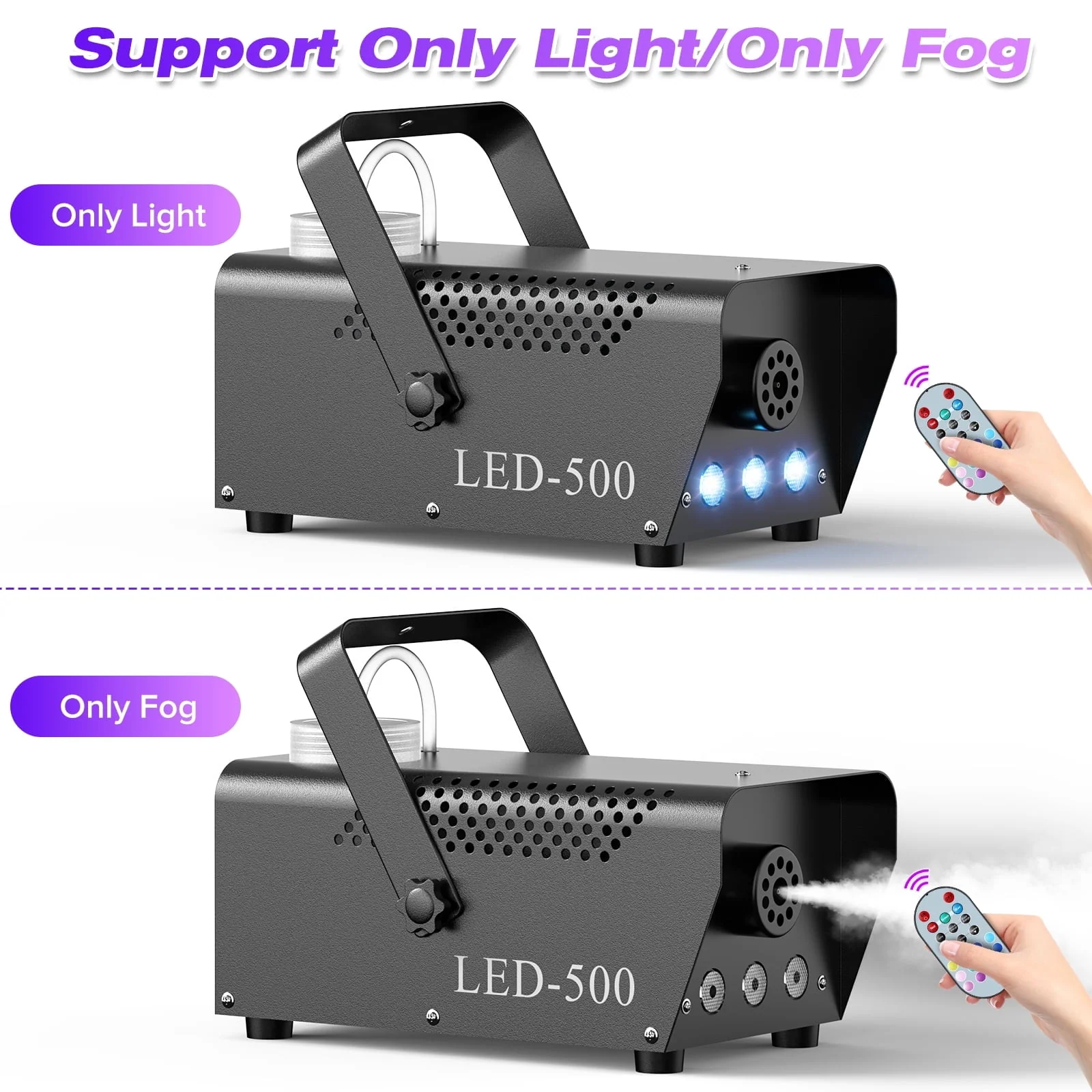 500W Fog Machine with RGB LED Lights, Remote Control, 3000CFM, 15 Lighting Effects for Wedding, DJ, Party, Concert, Halloween - Image 4 500W Fog Machine with RGB LED Lights, Remote Control, 3000CFM, 15 Lighting Effects for Wedding, DJ, Party, Concert, Halloween - Image 4