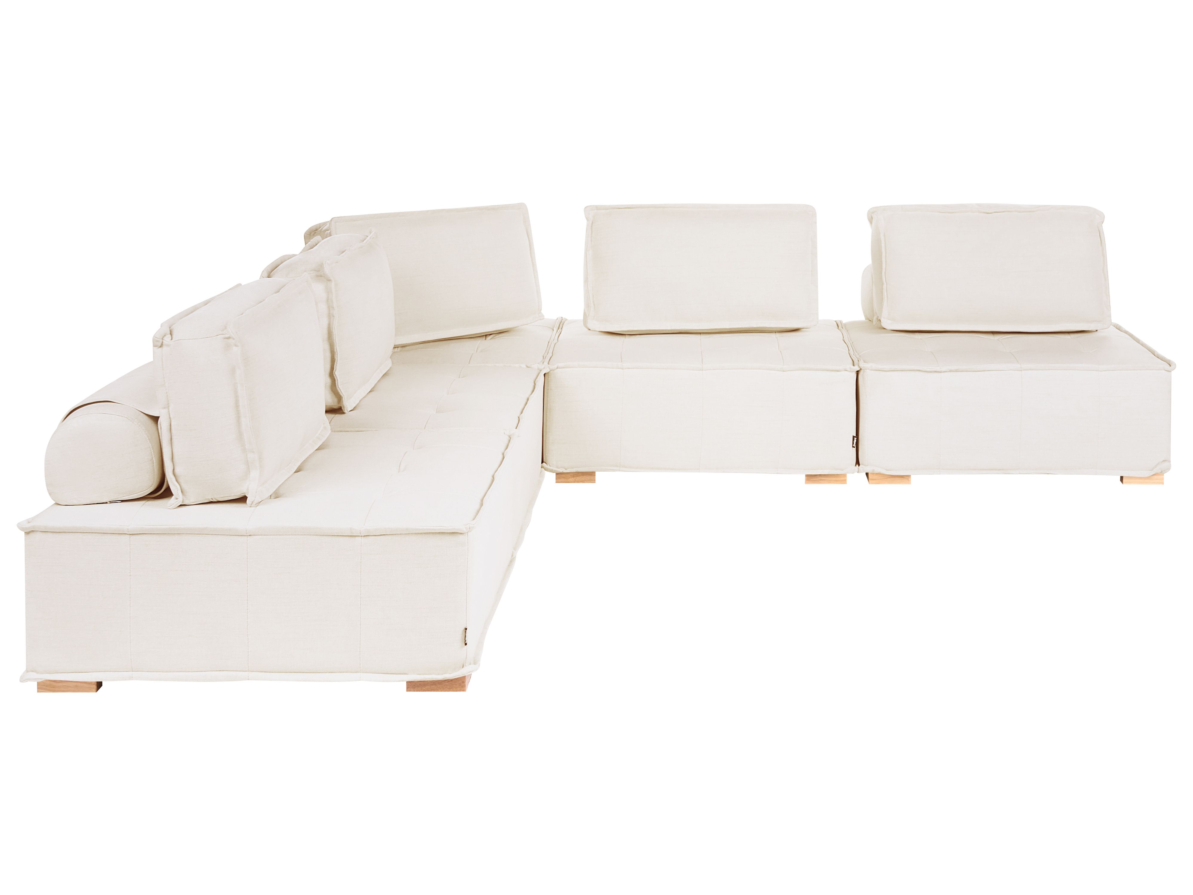 Modular Corner Sofa 5 Seater TIBRO Fabric Off-White Right Hand