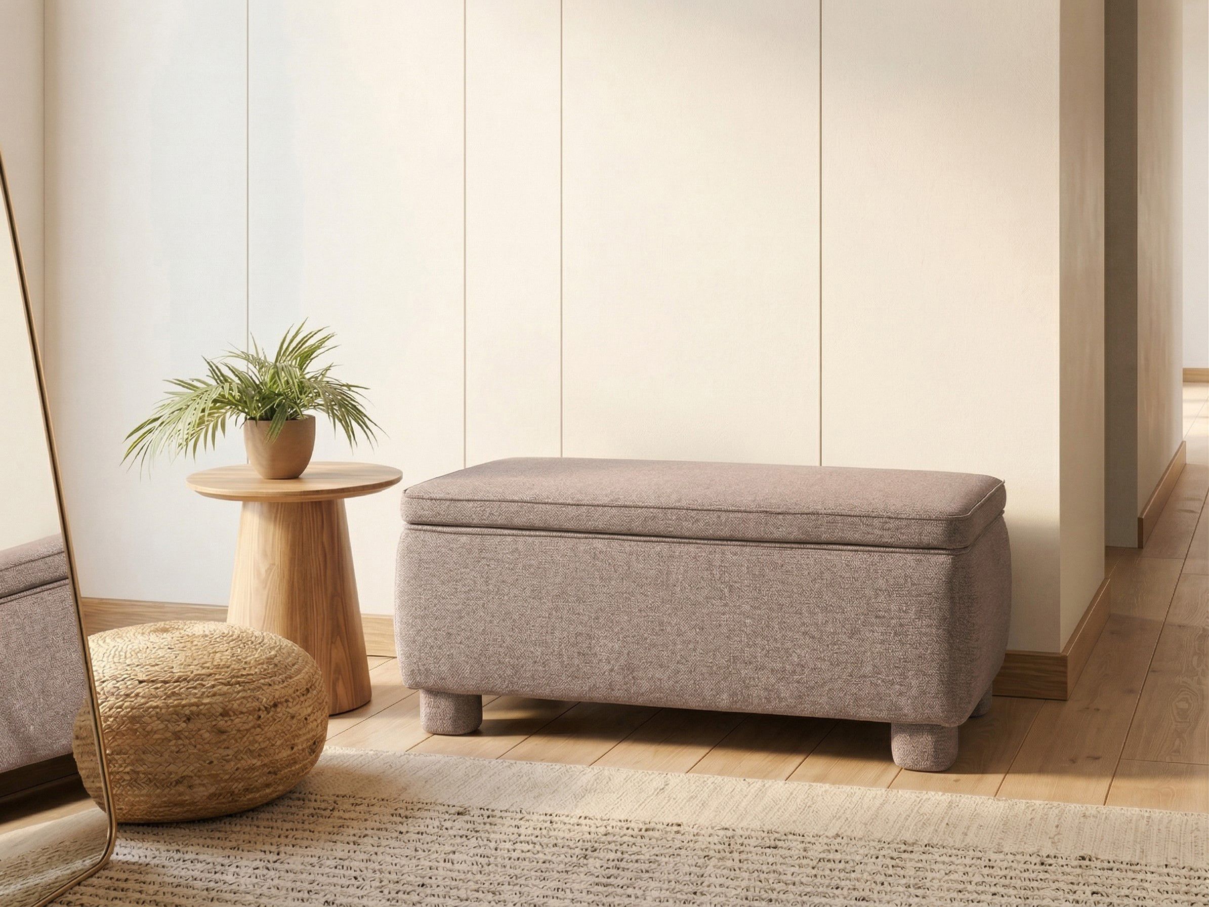 Upholstered Storage Bench ITHACA Fabric Taupe
