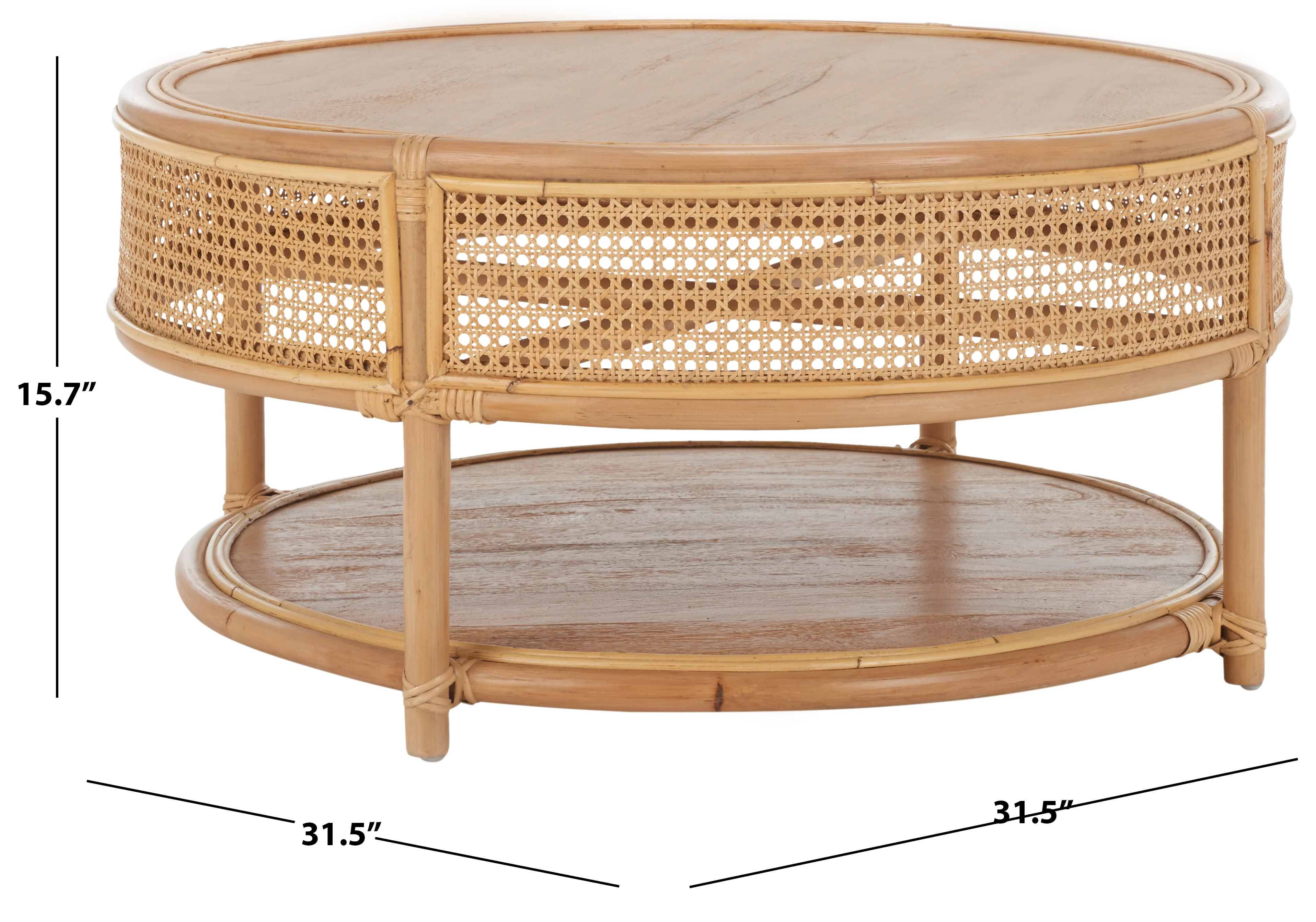 SAFAVIEH Modern Round Rattan Coffee Table, Natural - Image 4