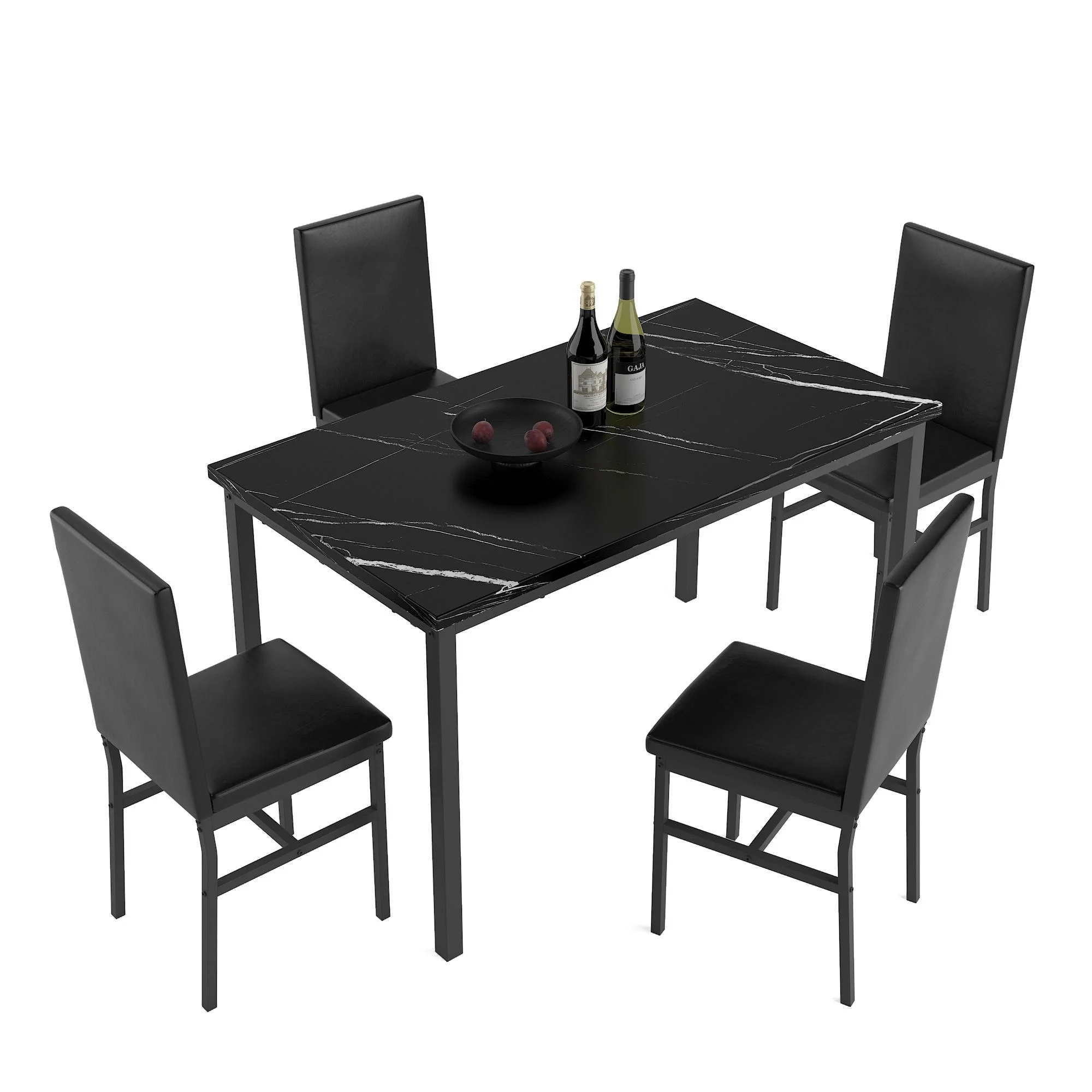 5 Piece Dining Set, Modern Dining Table and Chairs Set for 4, Counter Height Bar Table Set, Modern Pub Table with 4 Velvet Fabric Cushioned Stools, Faux Marble Dining Table & Stools Set, D9297 - Image 66