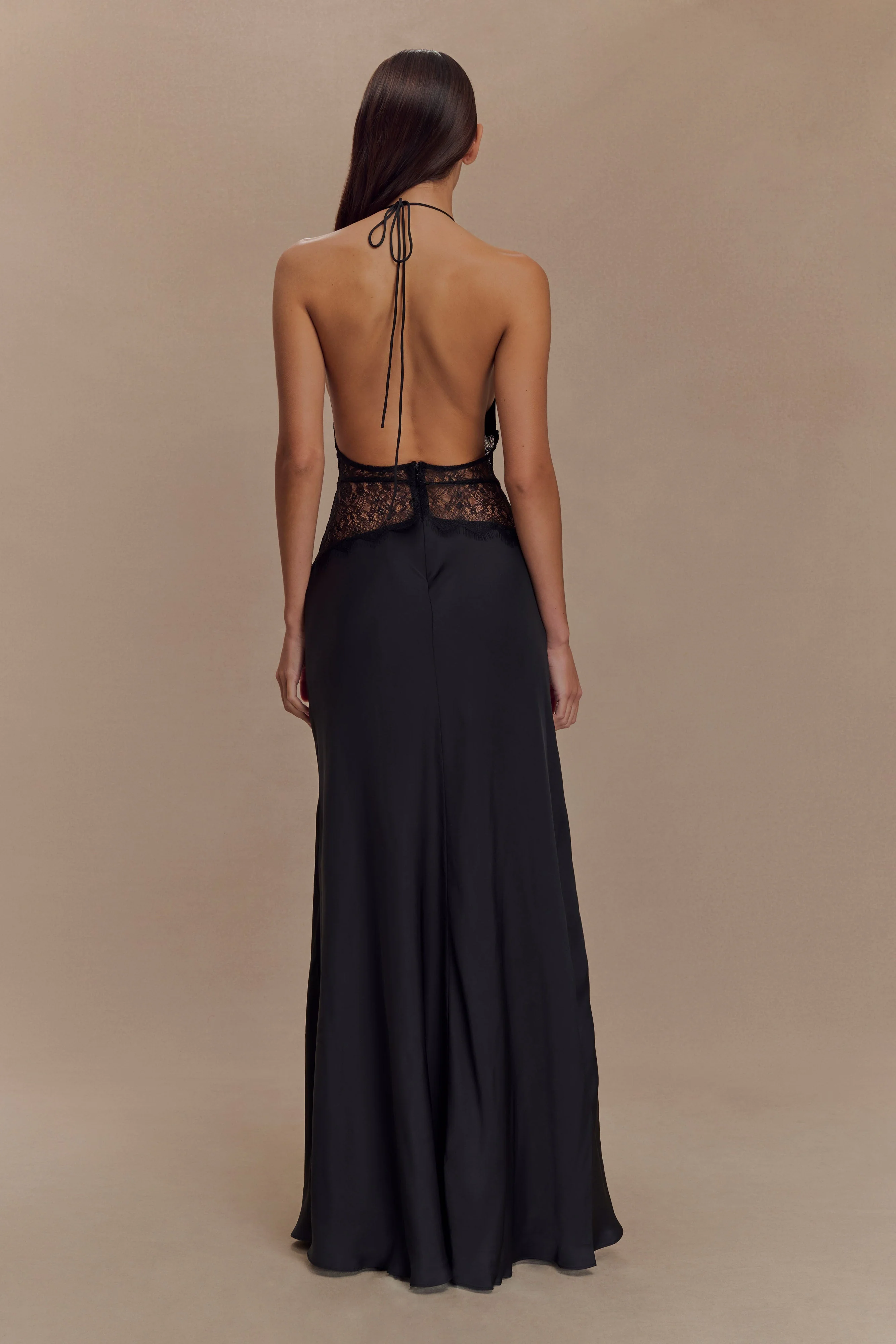 Dinah Lace And Satin Maxi Dress - Black