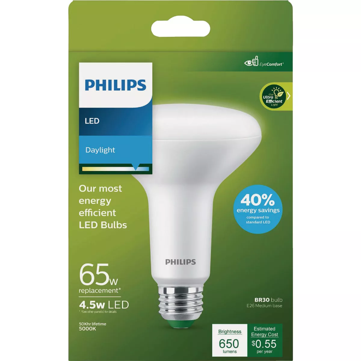 Philips Ultra Efficient 65W Equivalent Daylight BR30 Medium LED Floodlight Light Bulb