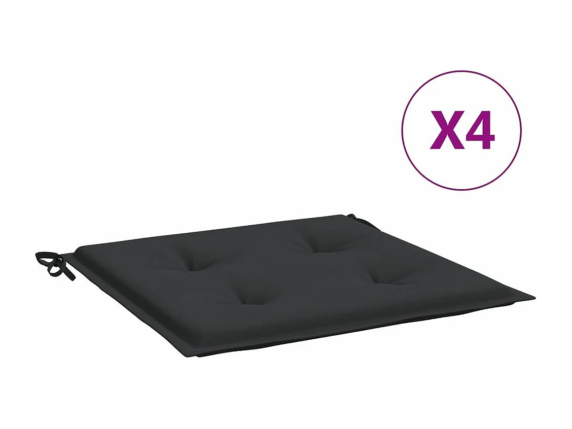 Coussins de chaise jardin lot de 4 noir 50x50x3 cm tissu oxford