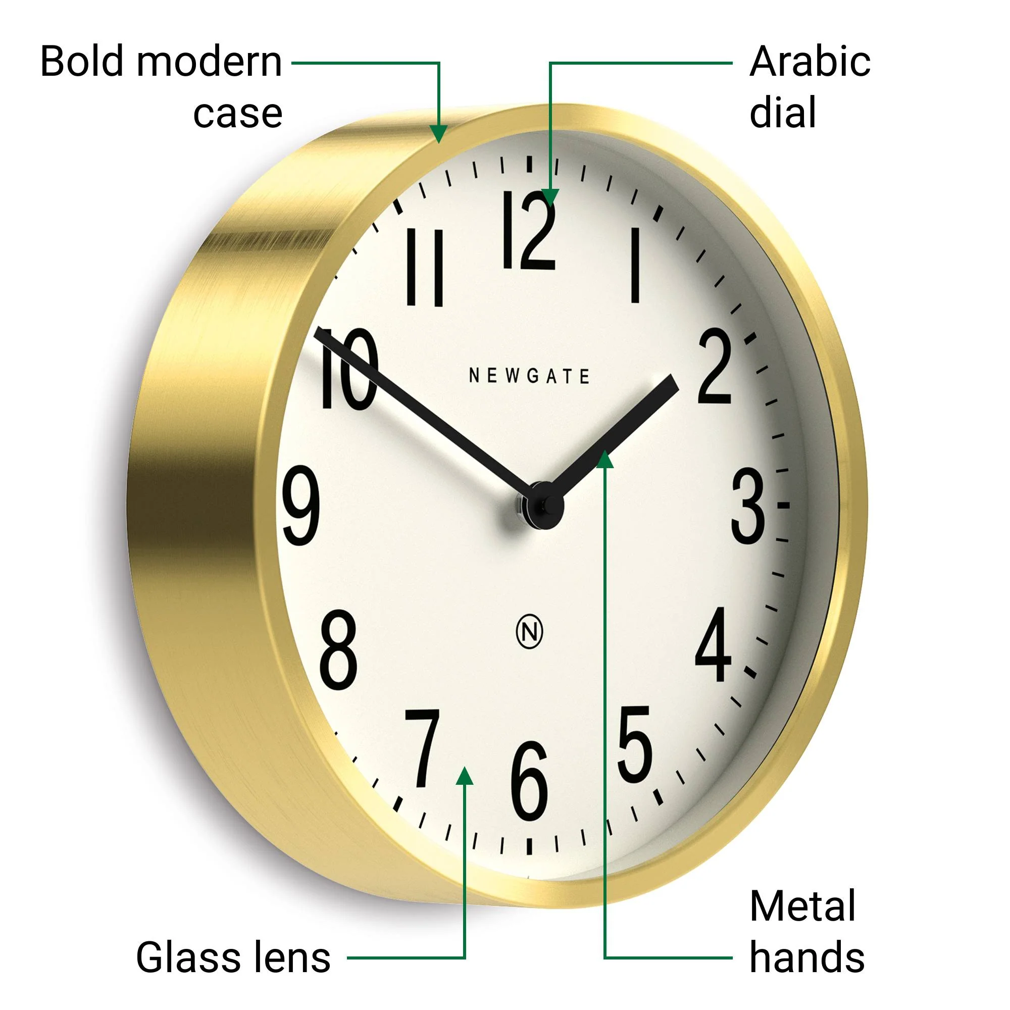 Newgate Master Edwards wall clock in brass