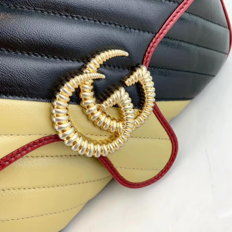 Replica Gucci Gg Marmont Small Shoulder Bag 443497 Beige/Black1:1High-quality replica